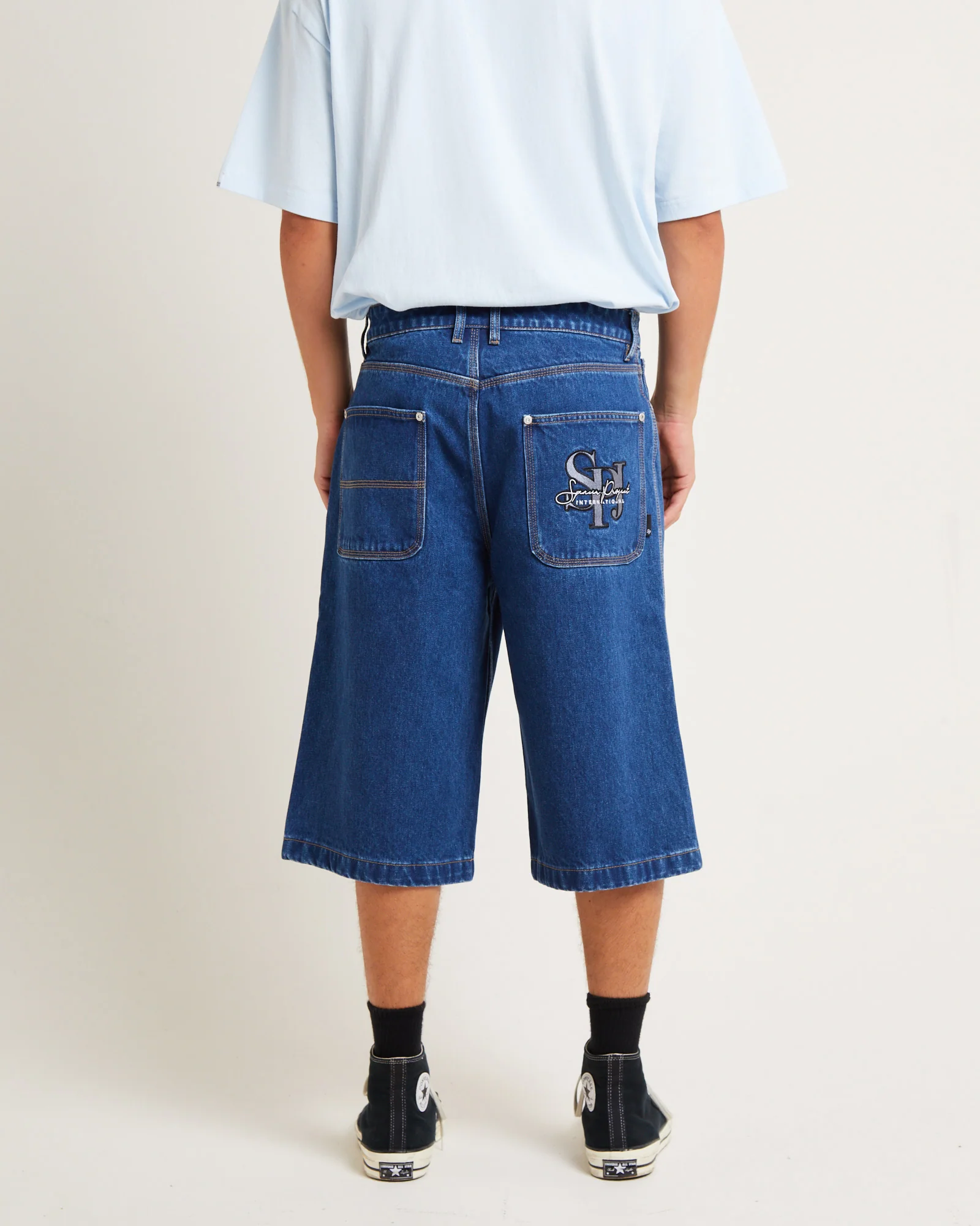 3/4 Skate Denim Jorts in Y2K Indigo - Image 2