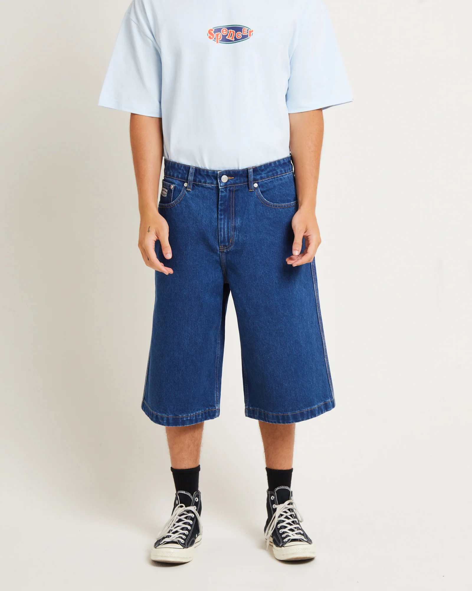 3/4 Skate Denim Jorts in Y2K Indigo - Image 4