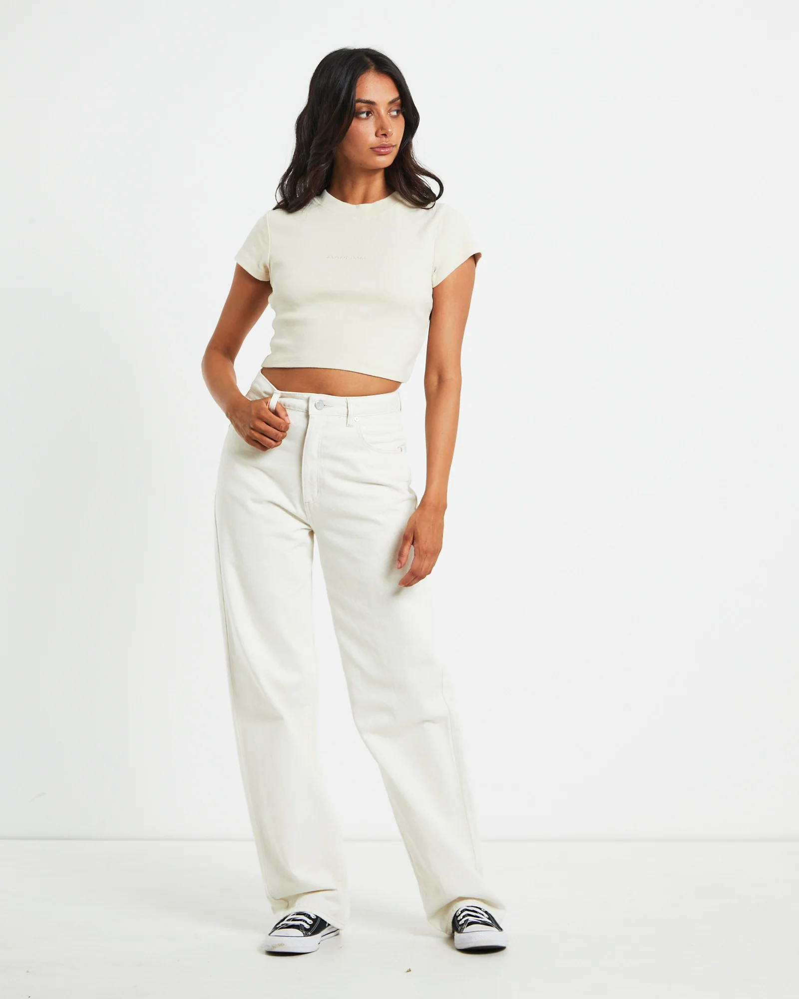 90s Cropped Tee in Shell White - Image 3