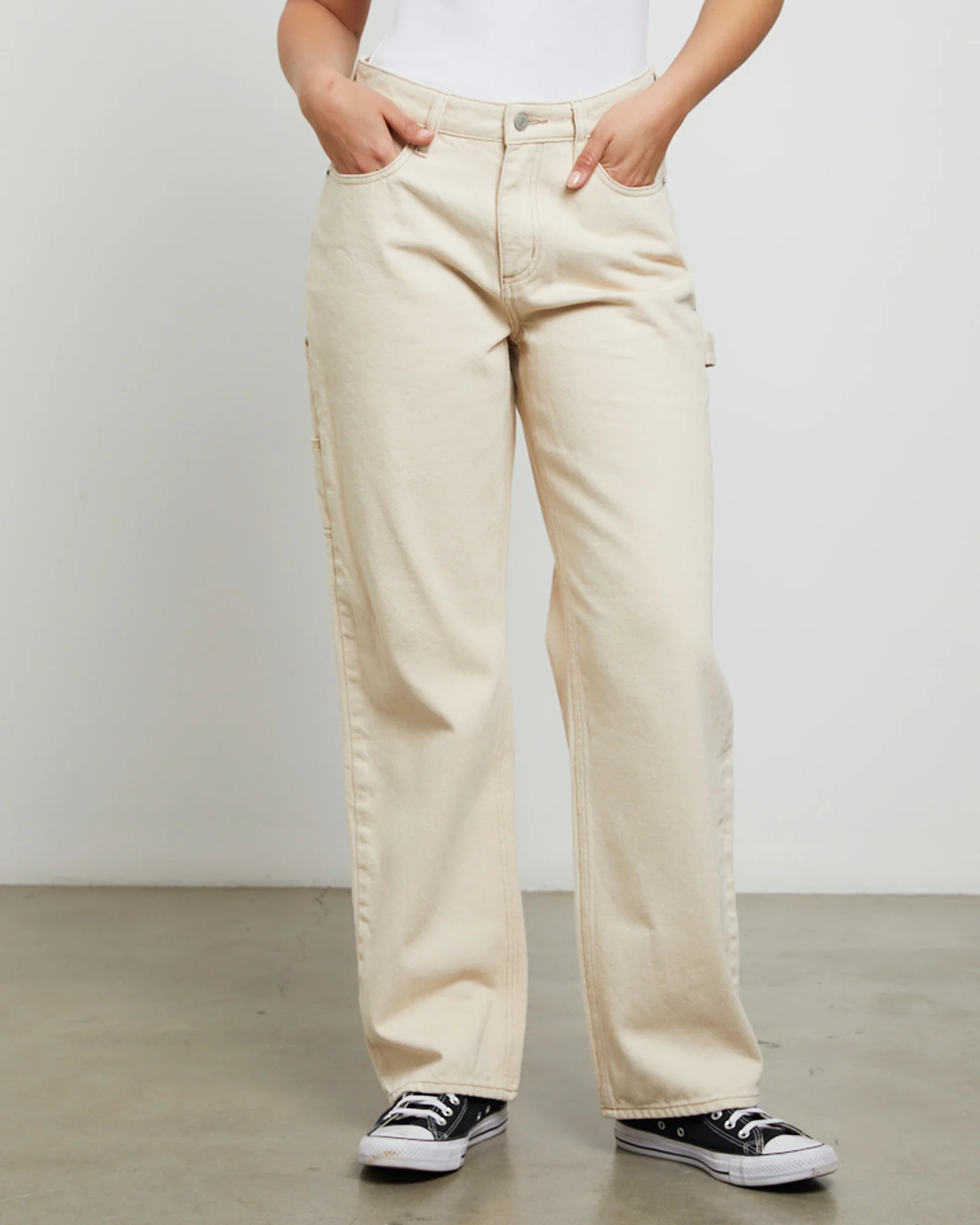 90s Mid Baggy Denim Jeans Organic Ecru