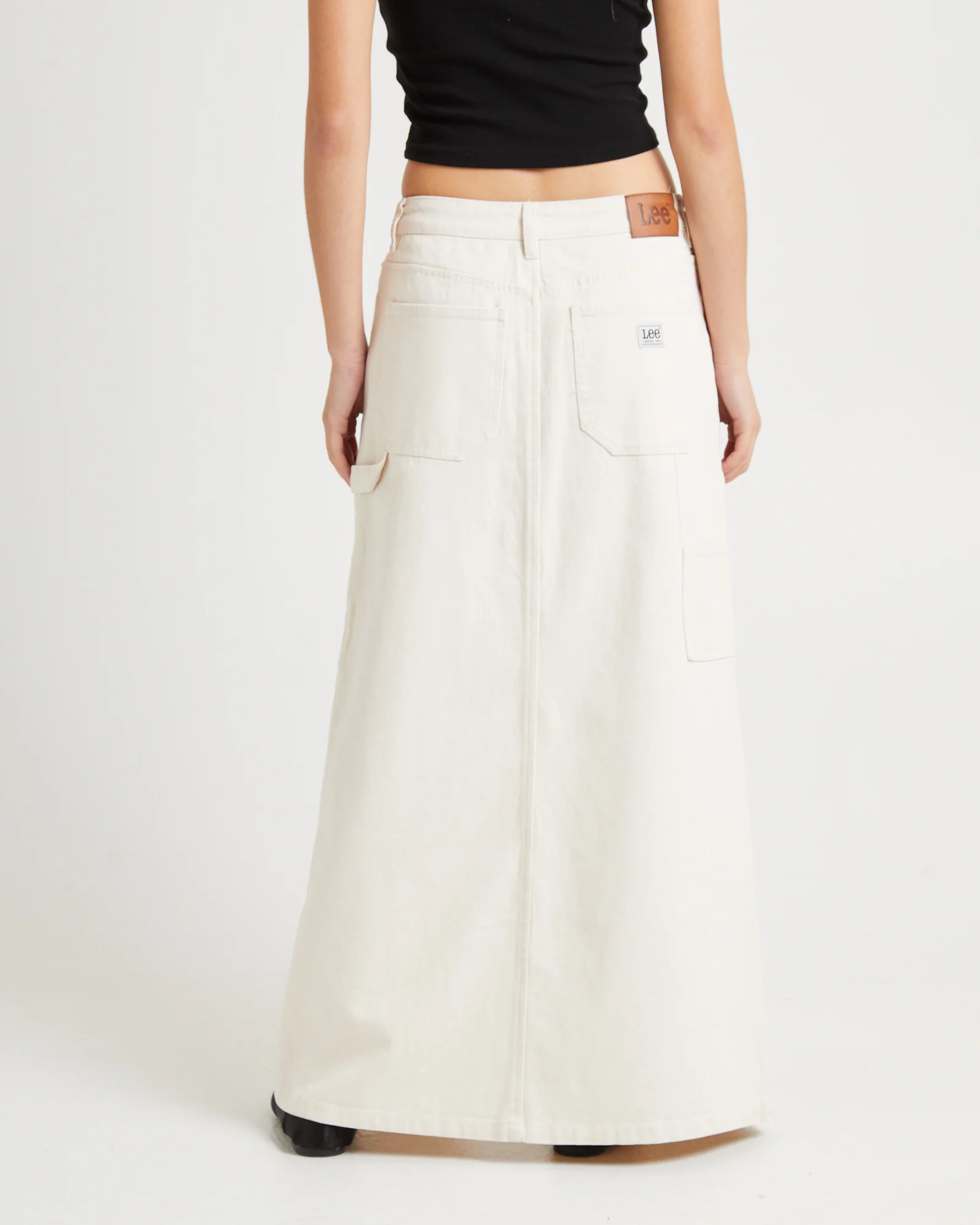 90s Mid Denim Maxi Skirt Unbleached - Image 2