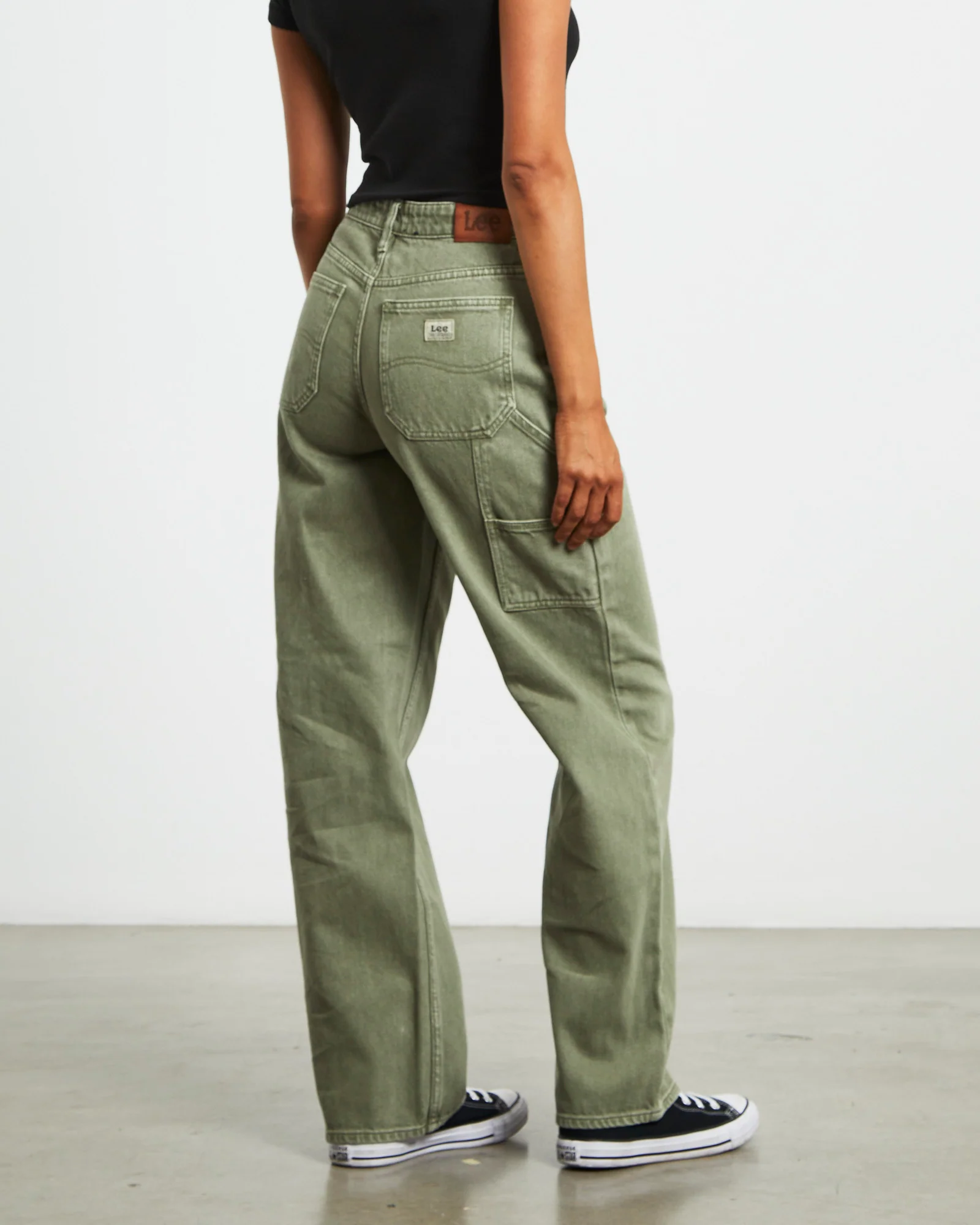 90s Mid Rise Baggy Jeans in Organic Green - Image 2
