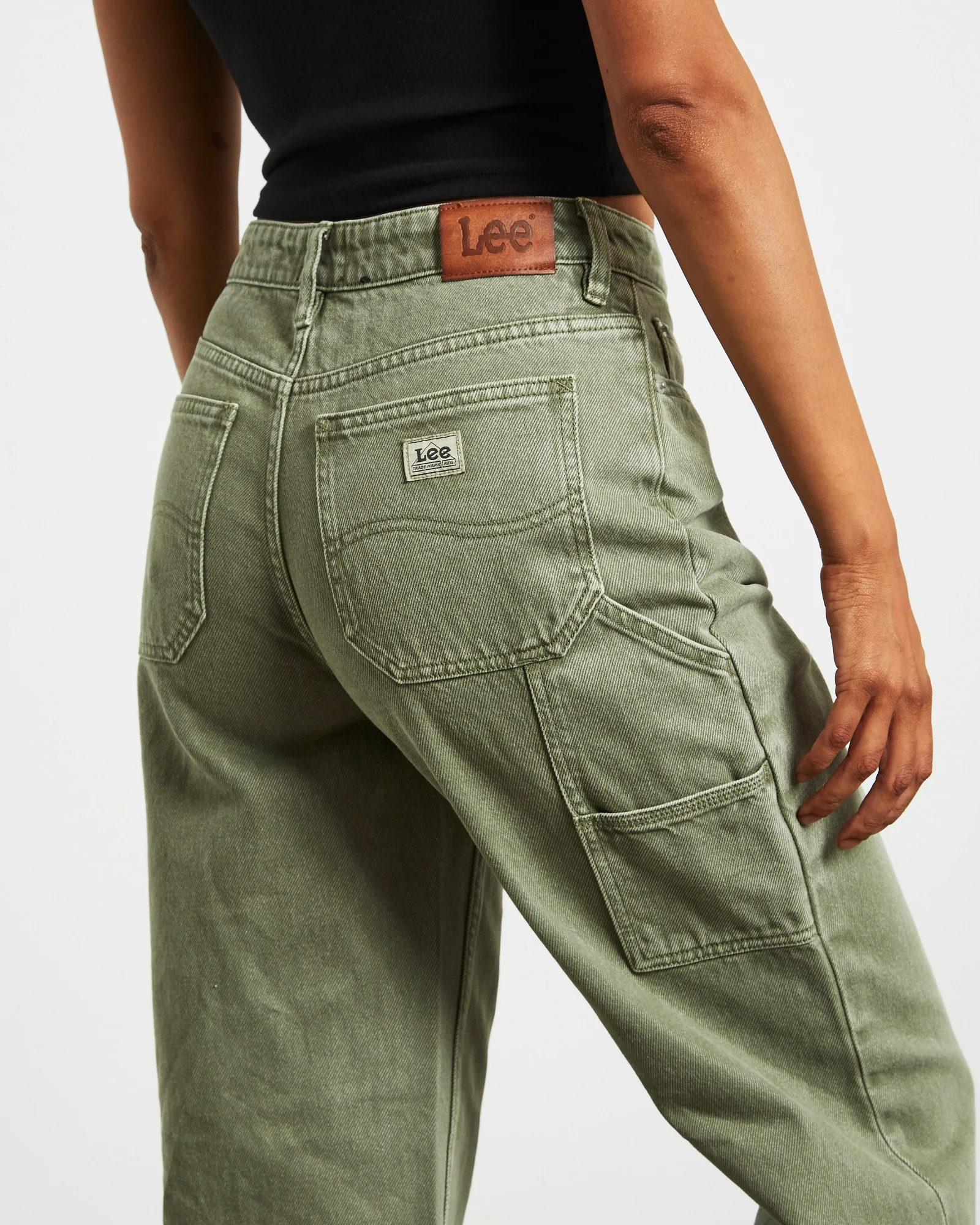 90s Mid Rise Baggy Jeans in Organic Green - Image 5