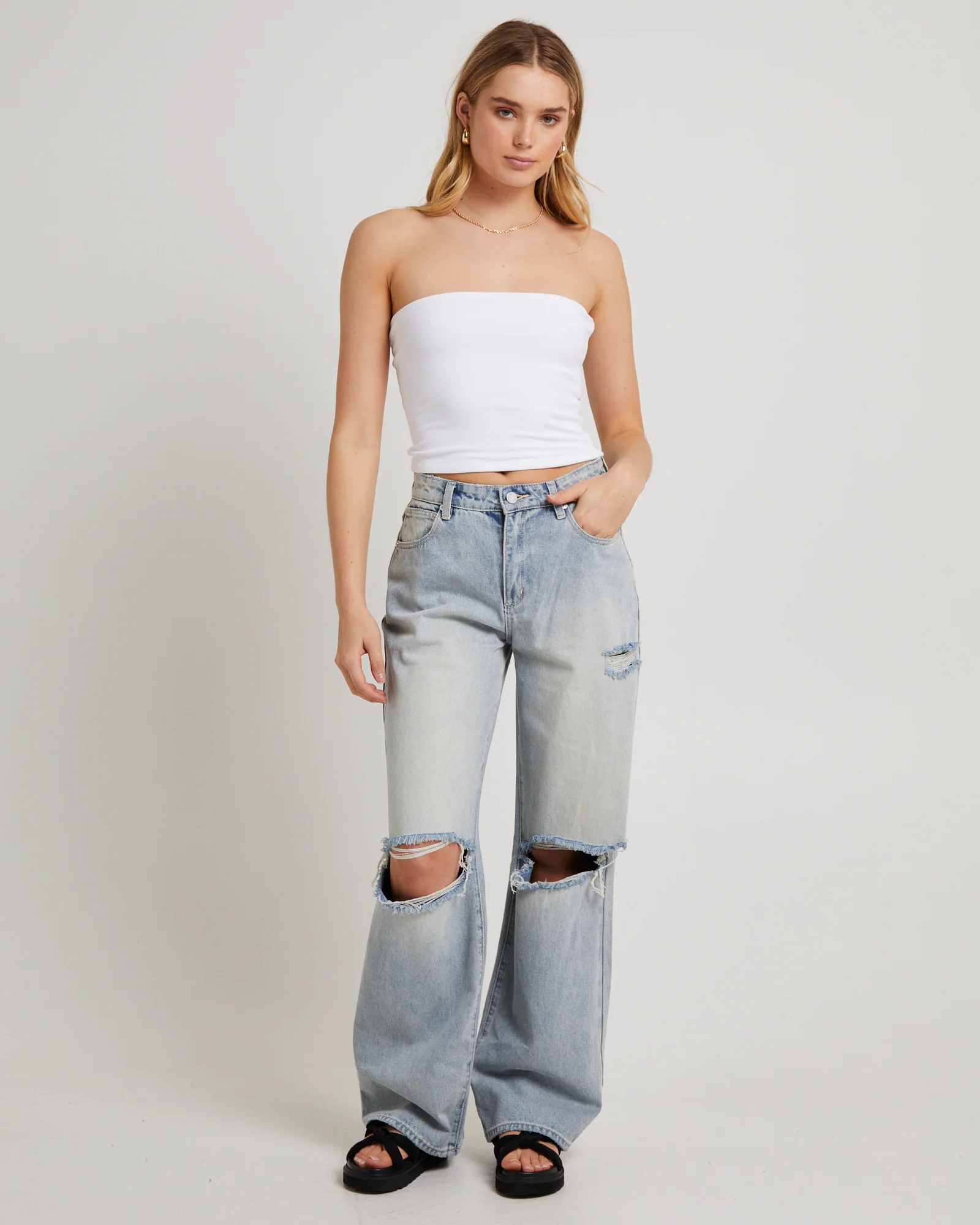 95 Baggy Denim Jeans Caterina Torn - Image 4