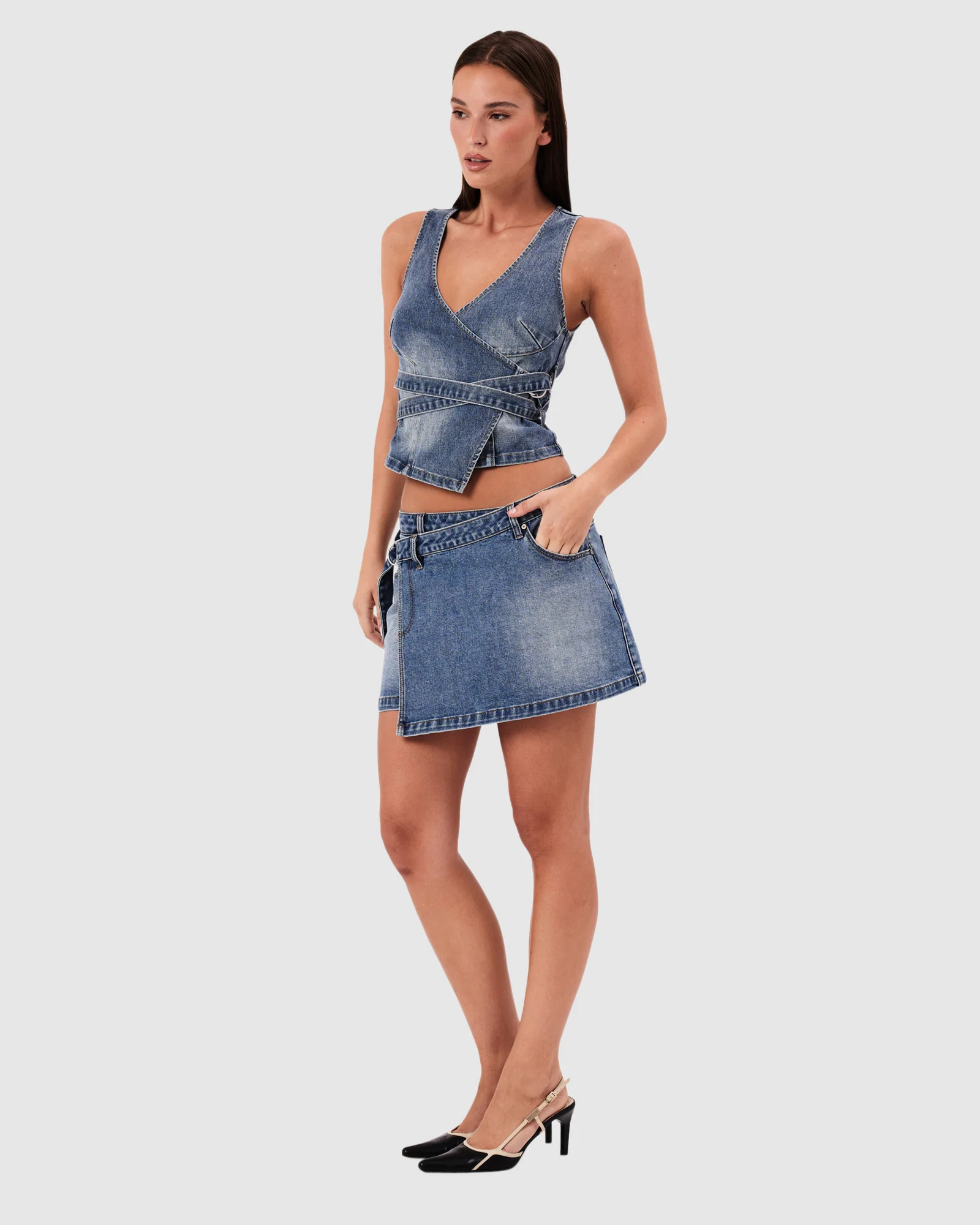 95 Mid Wrap Denim Skirt - Image 6