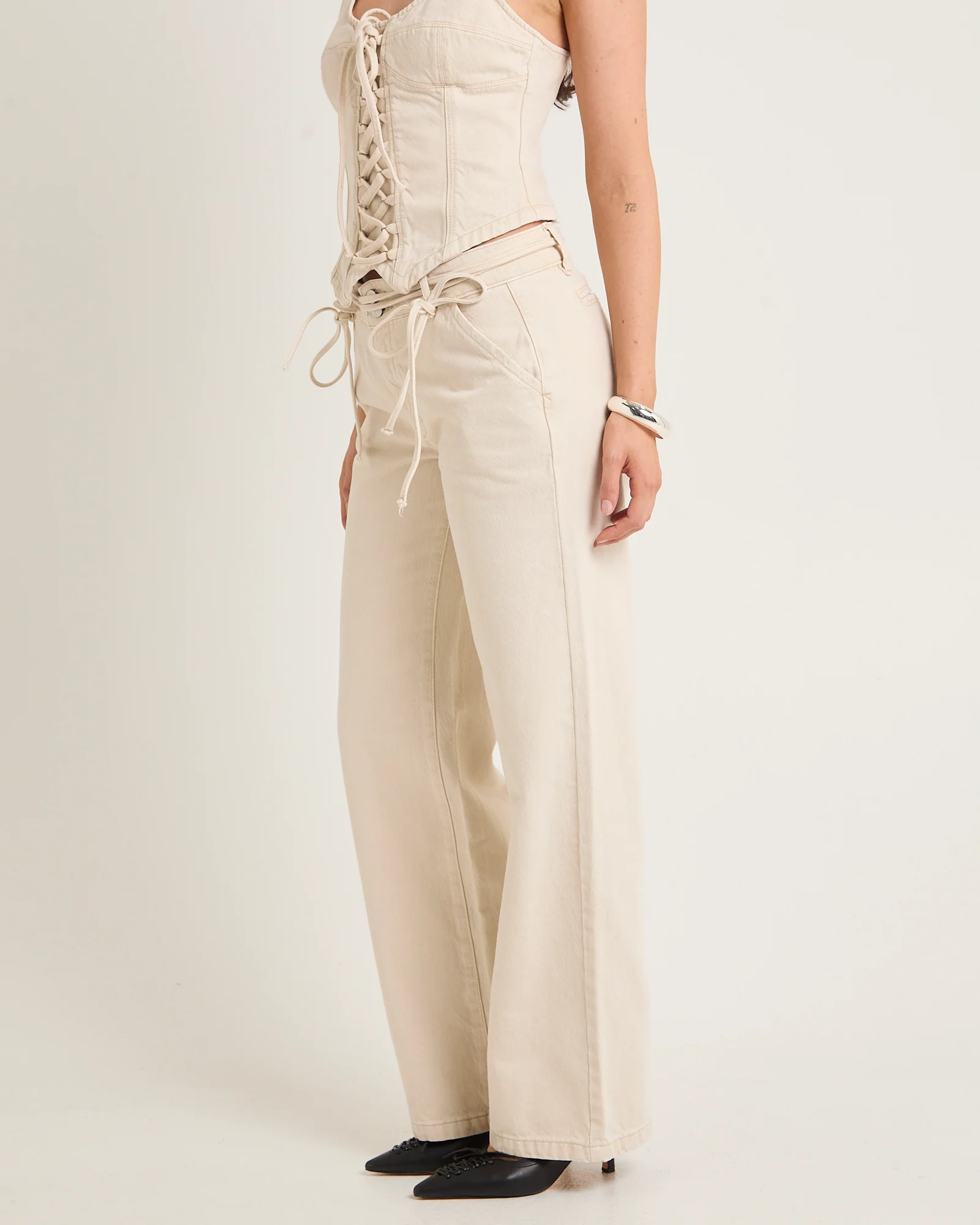 99 Low Baggy Tied-Up Denim Jeans - Image 4