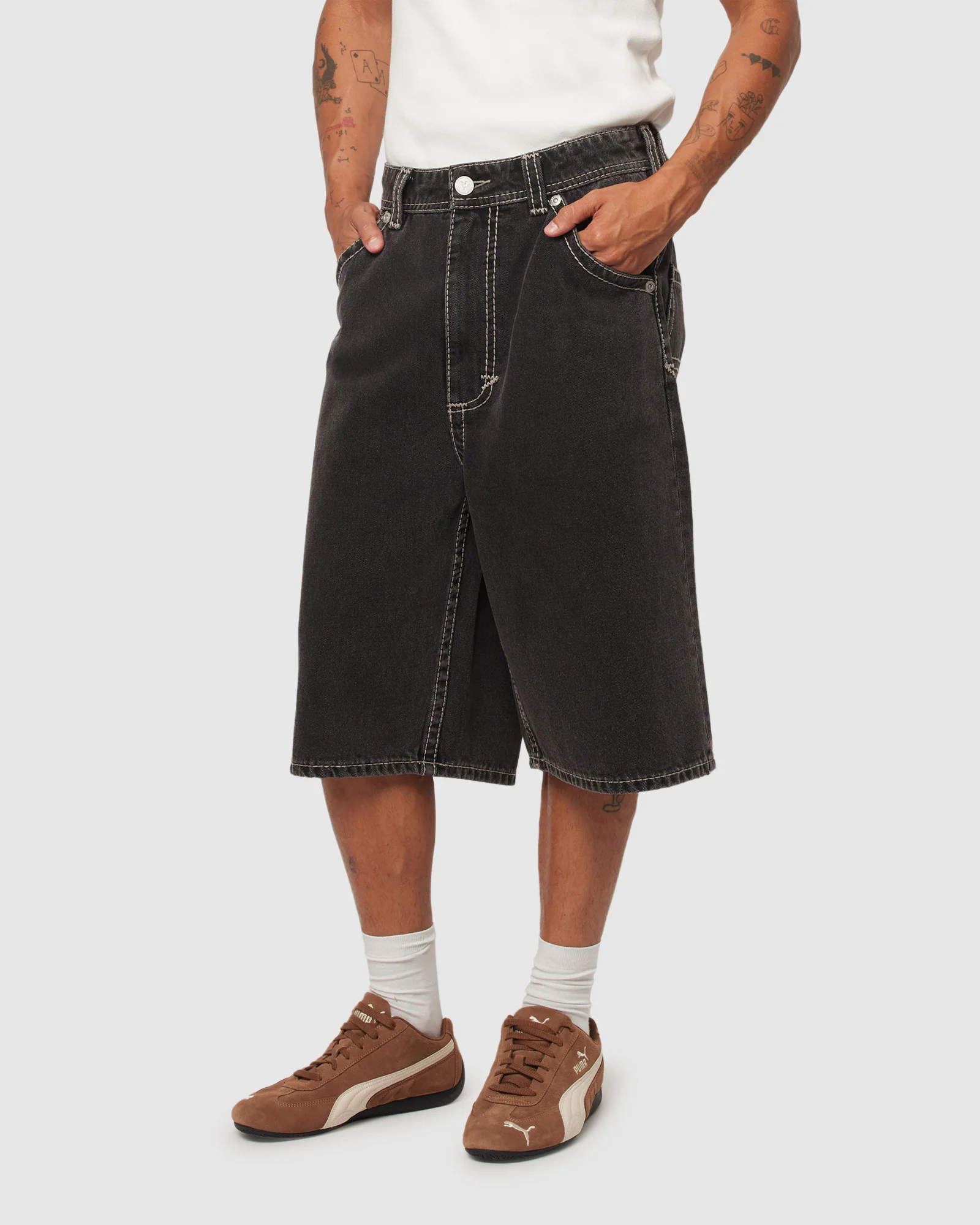 A6 Big Stitch Denim Shorts Frank - Image 3