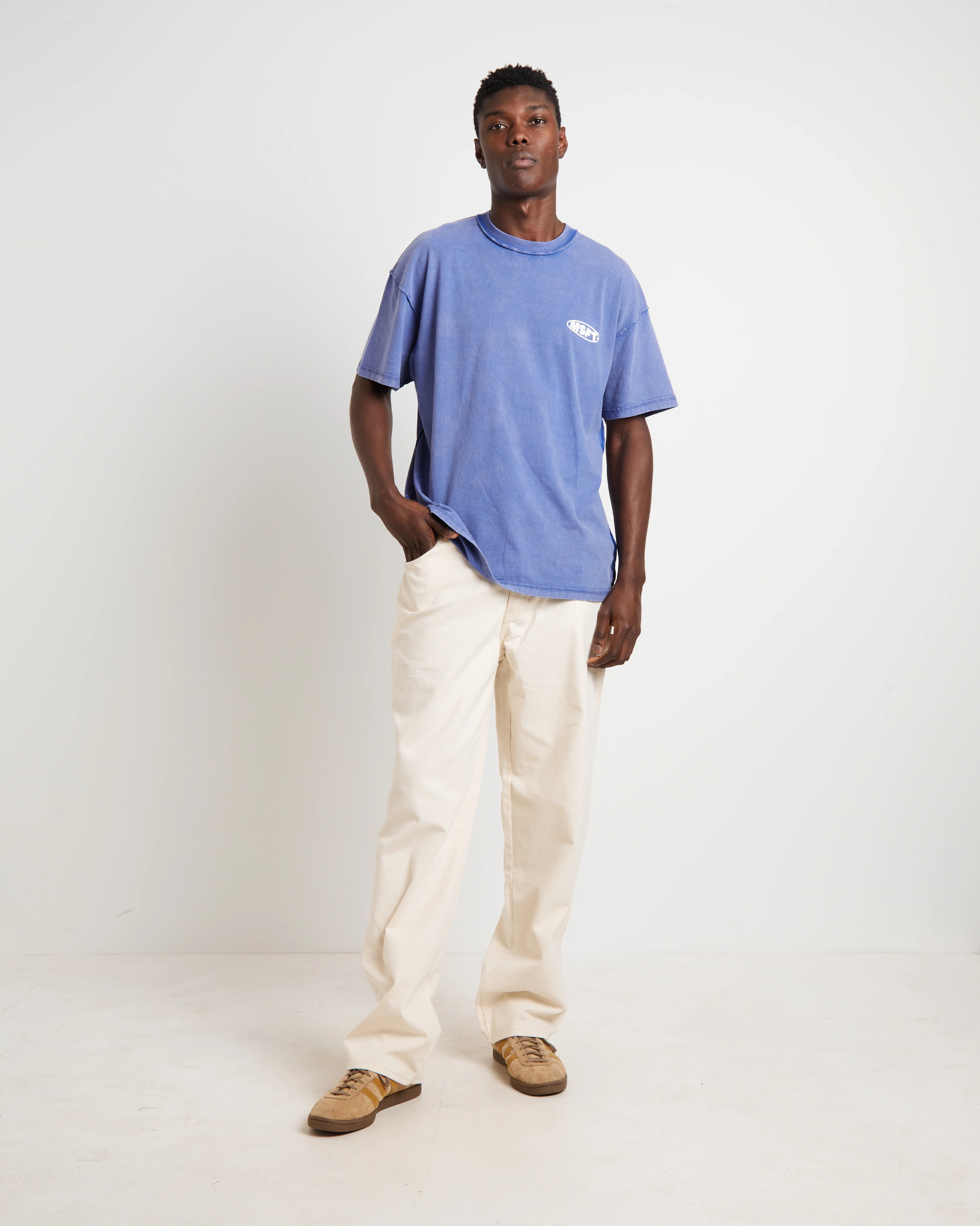 Acetime Reverse Short Sleeve T-Shirt in Acid Blue Print - Image 3