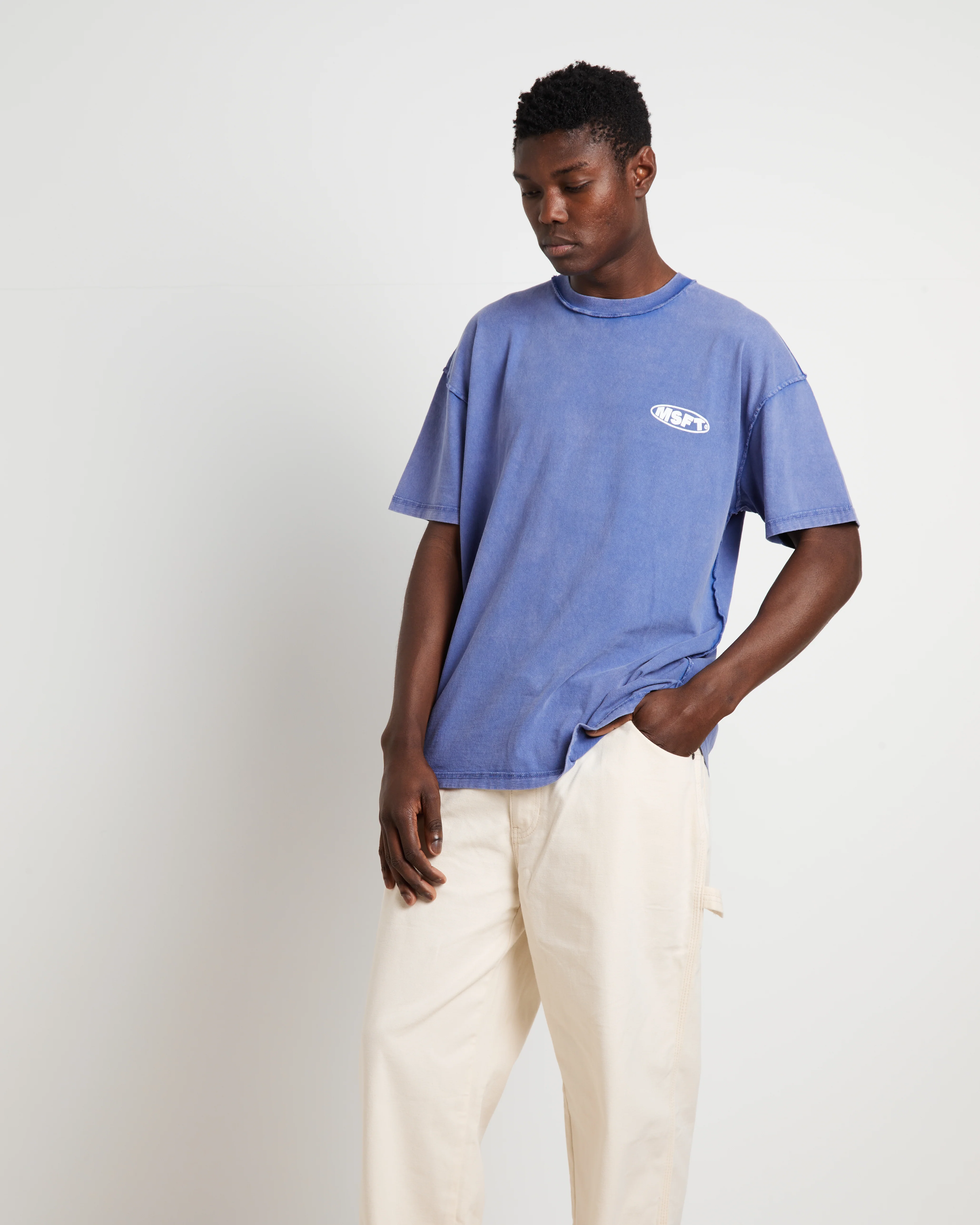 Acetime Reverse Short Sleeve T-Shirt in Acid Blue Print - Image 6