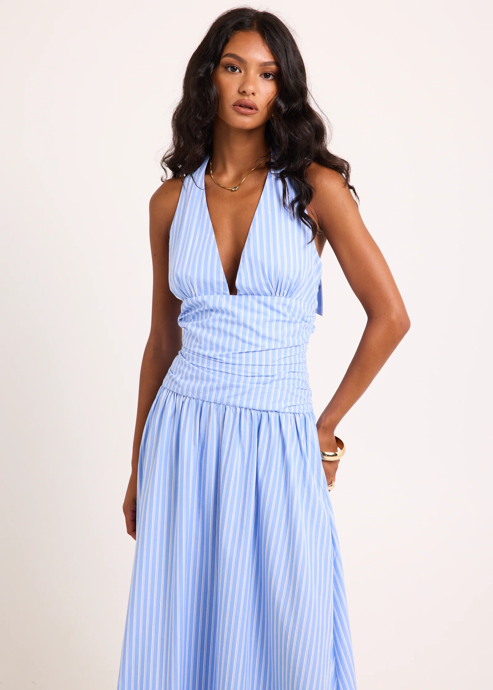 Alex Plunge Striped Maxi Dress - Image 3