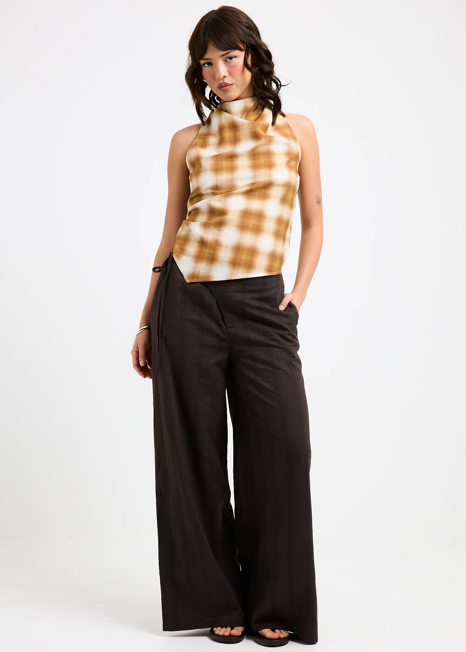 Alyssa Plaid Halter Top - Image 3