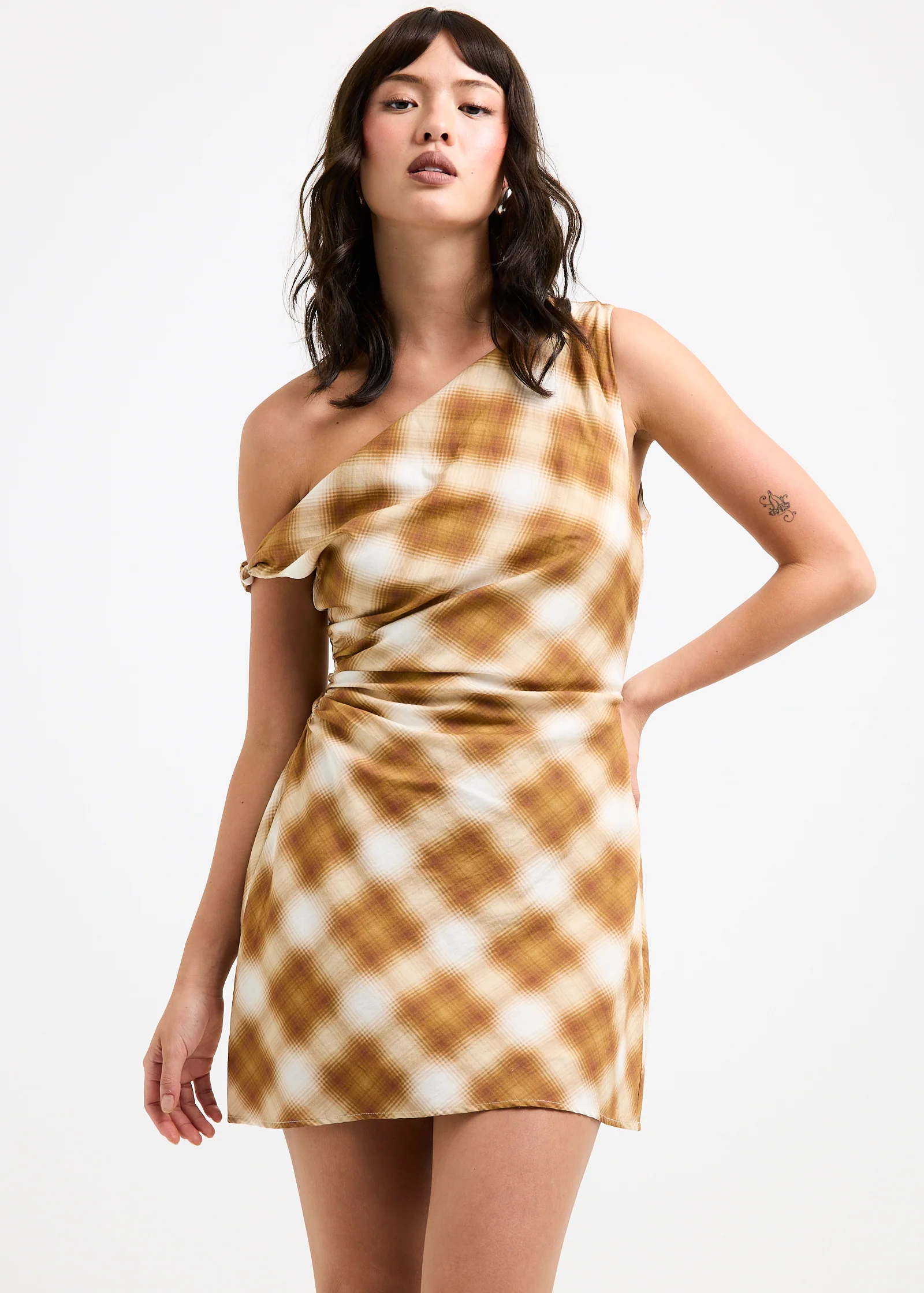 Alyssa Plaid Off Shoulder Dress