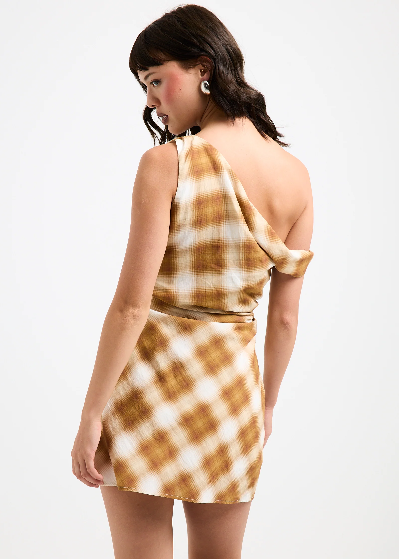Alyssa Plaid Off Shoulder Dress - Image 2