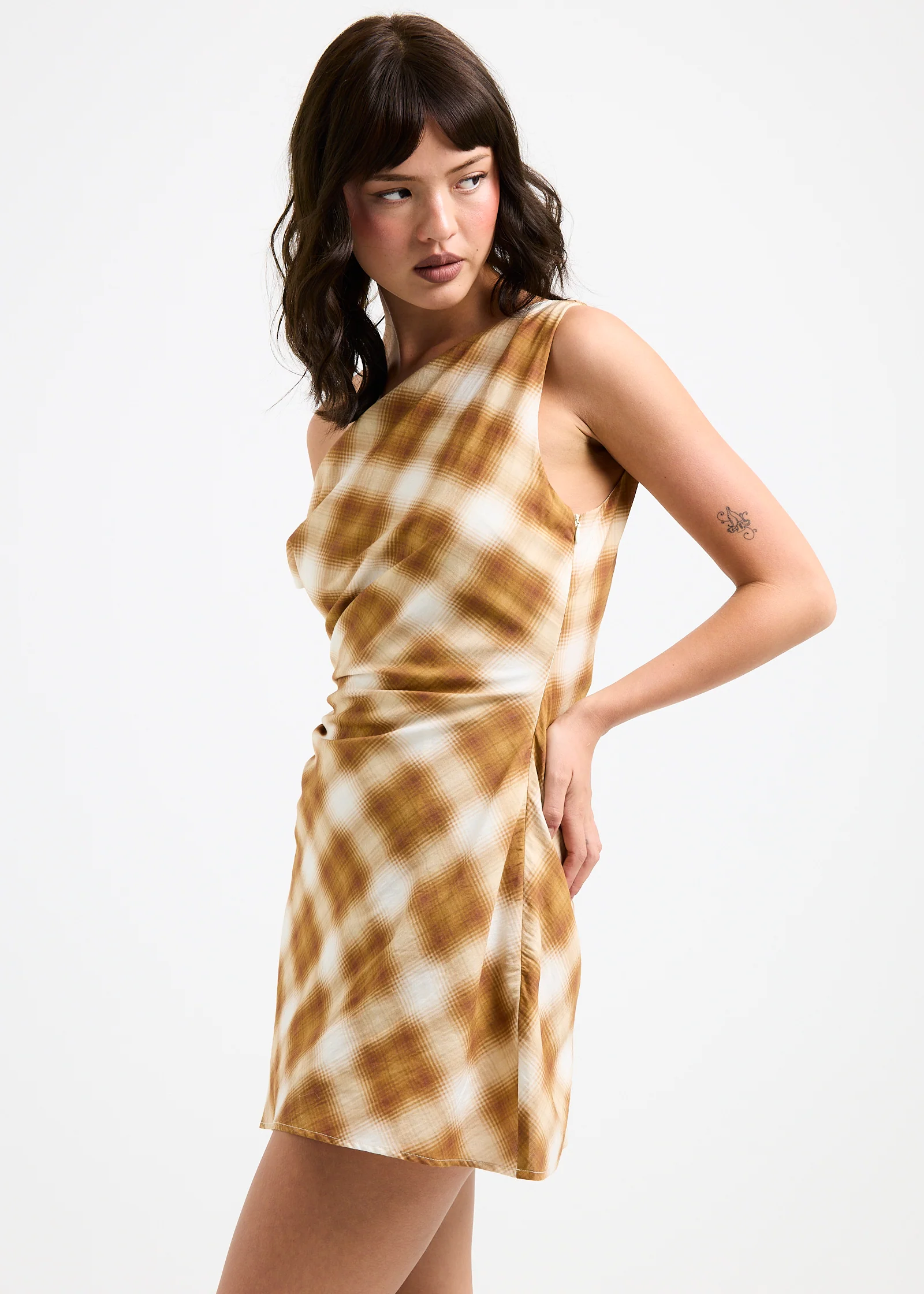 Alyssa Plaid Off Shoulder Dress - Image 4