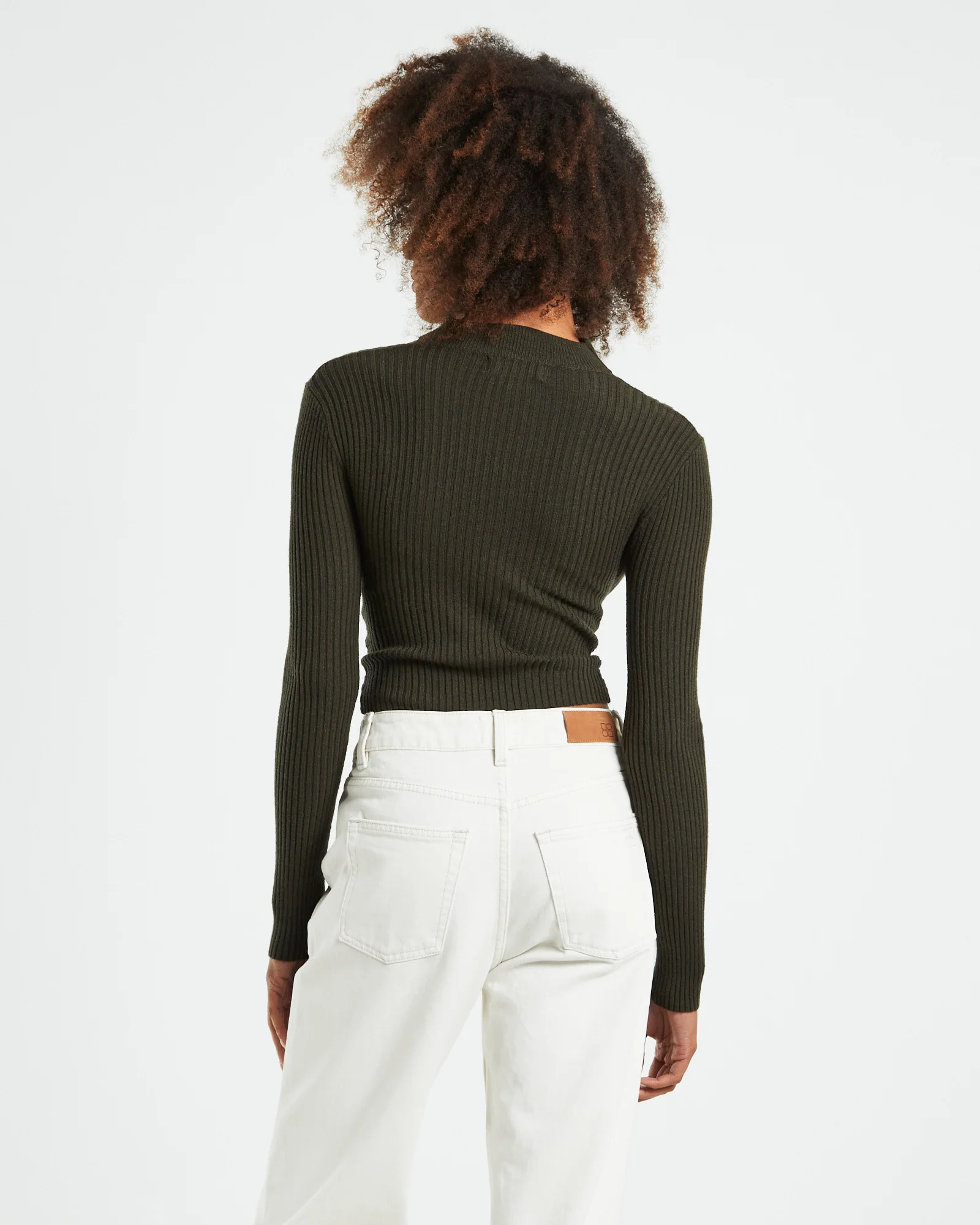 Amelia Choker Long Sleeve Top Khaki Green - Image 2