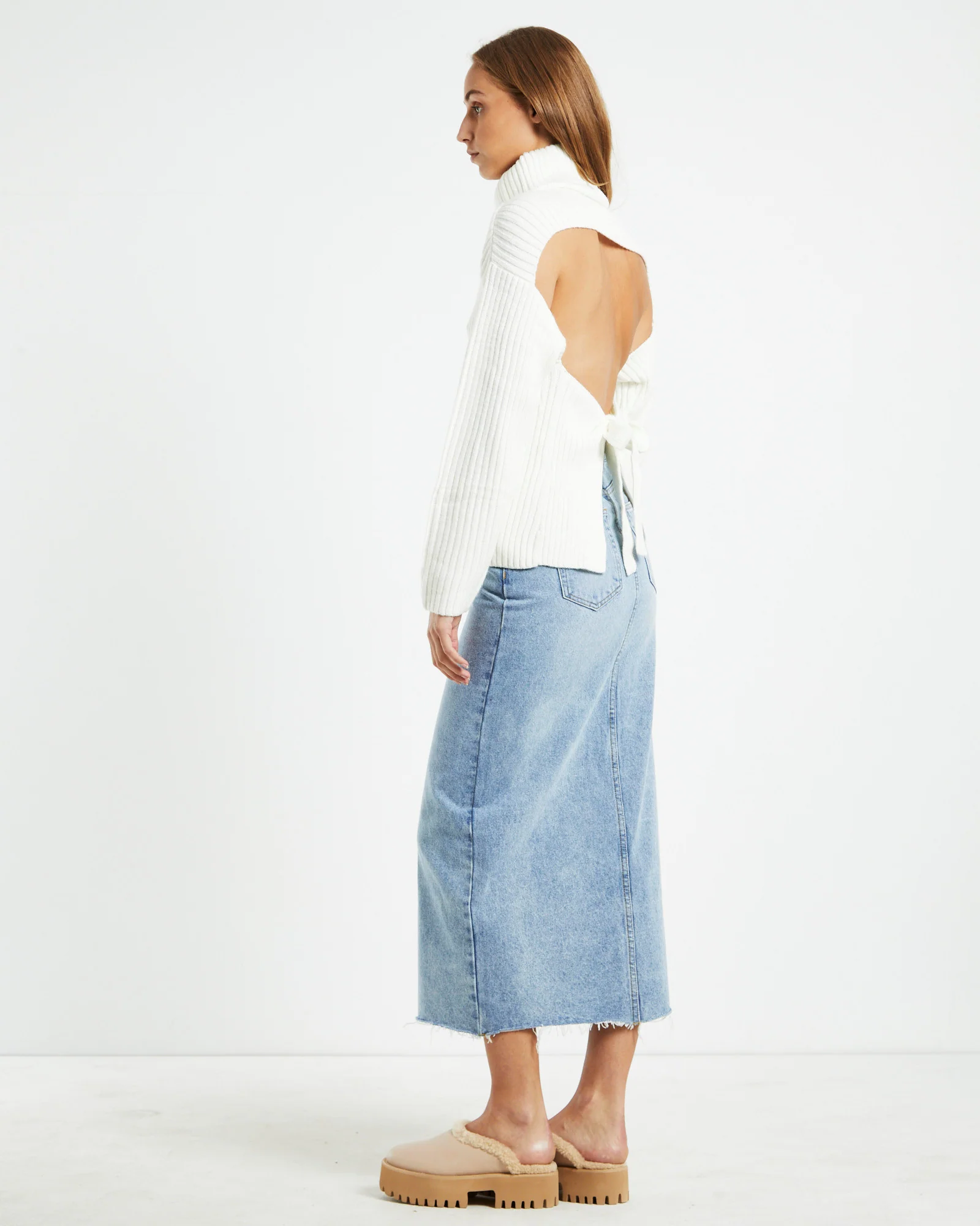 Amina Tie Back Boxy Knit Jumper White - Image 3