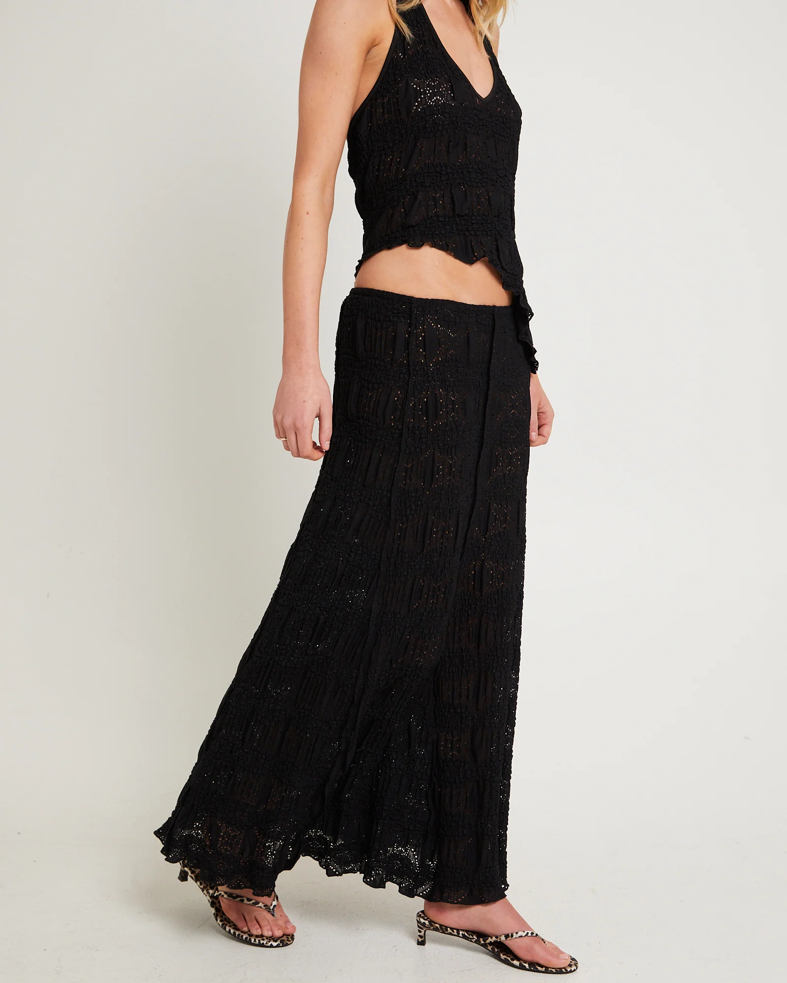 Amore Asymmetrical Textured Maxi Skirt - Image 2