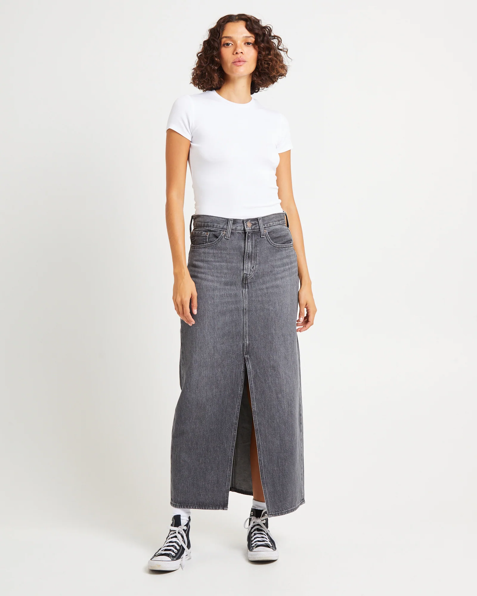 Ankle Column Denim Maxi Denim Skirt Adventure Seeker