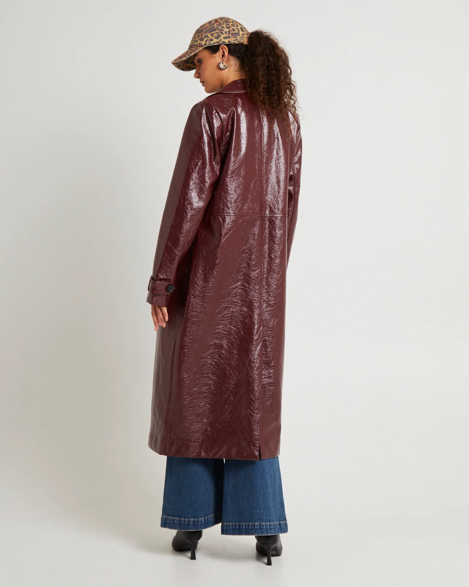Aubrey Leather Look Longline Coat - Image 2