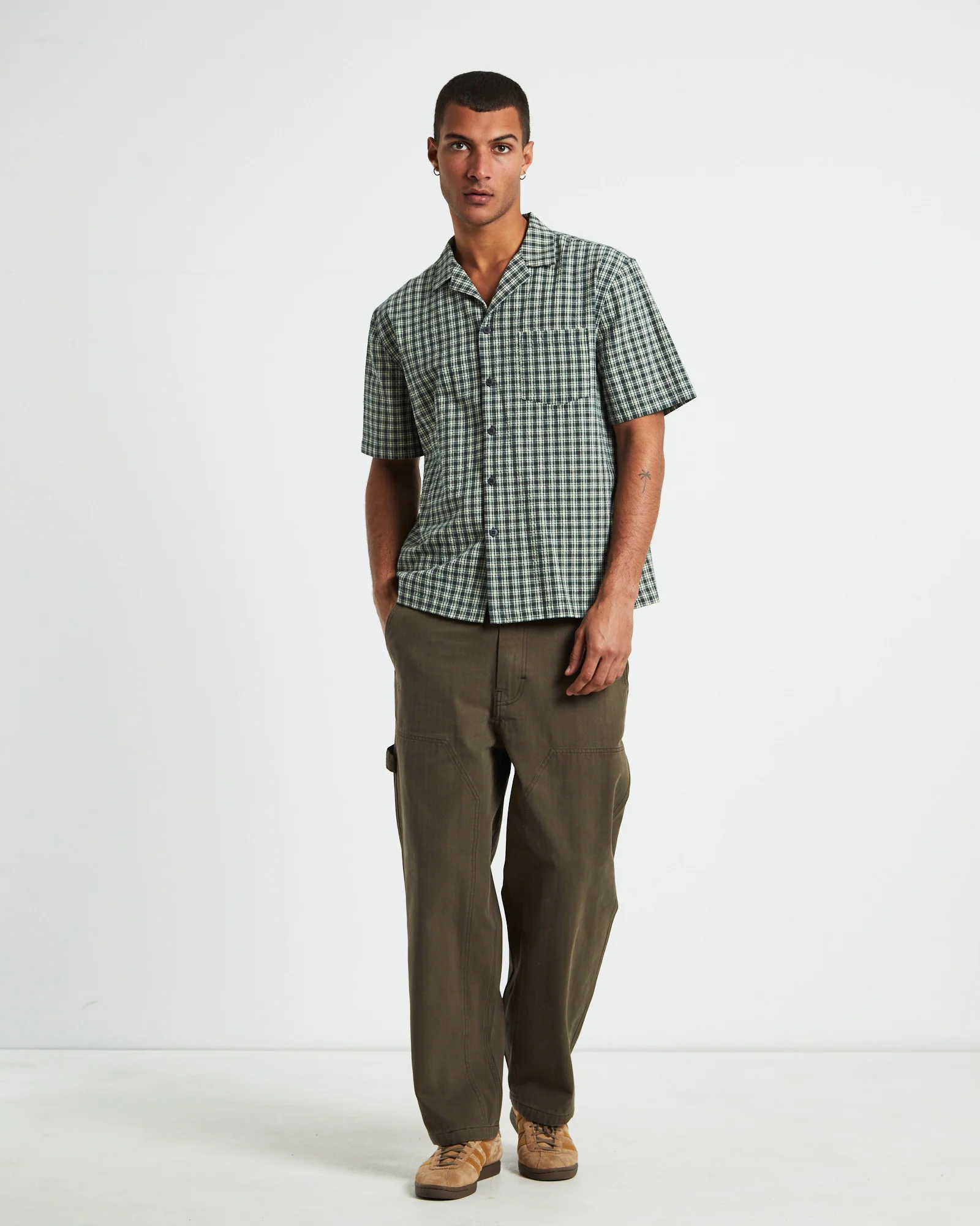 Aura Check Short Sleeve Shirt Grey - Image 3