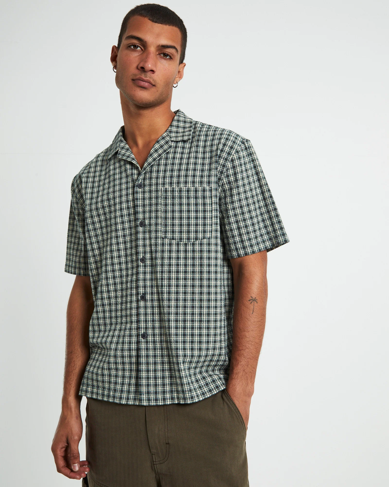 Aura Check Short Sleeve Shirt Grey - Image 5