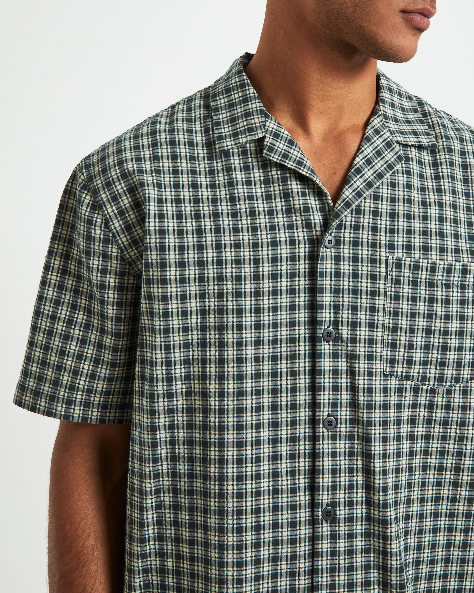 Aura Check Short Sleeve Shirt Grey - Image 6