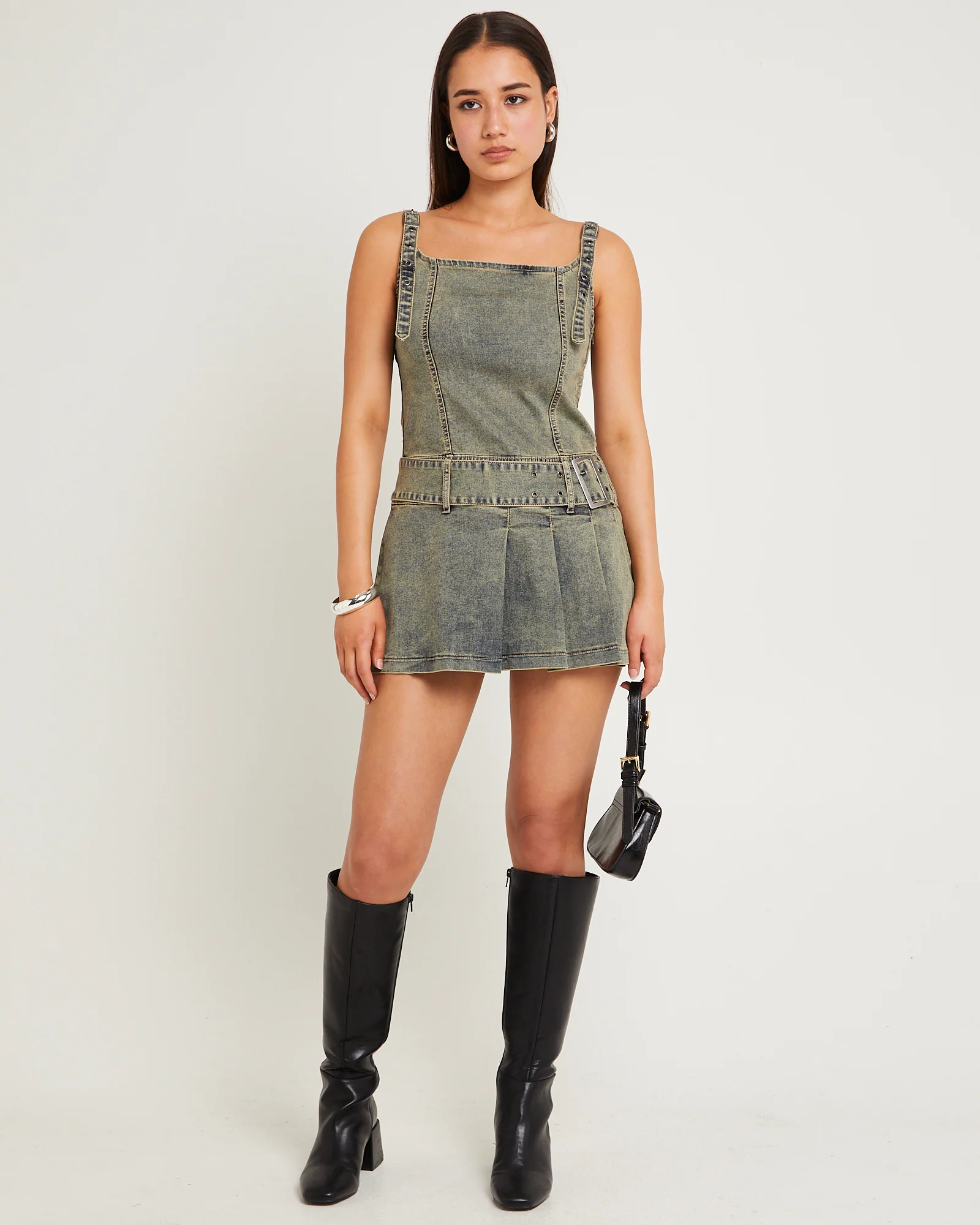Autry Denim Pleat Mini Dress