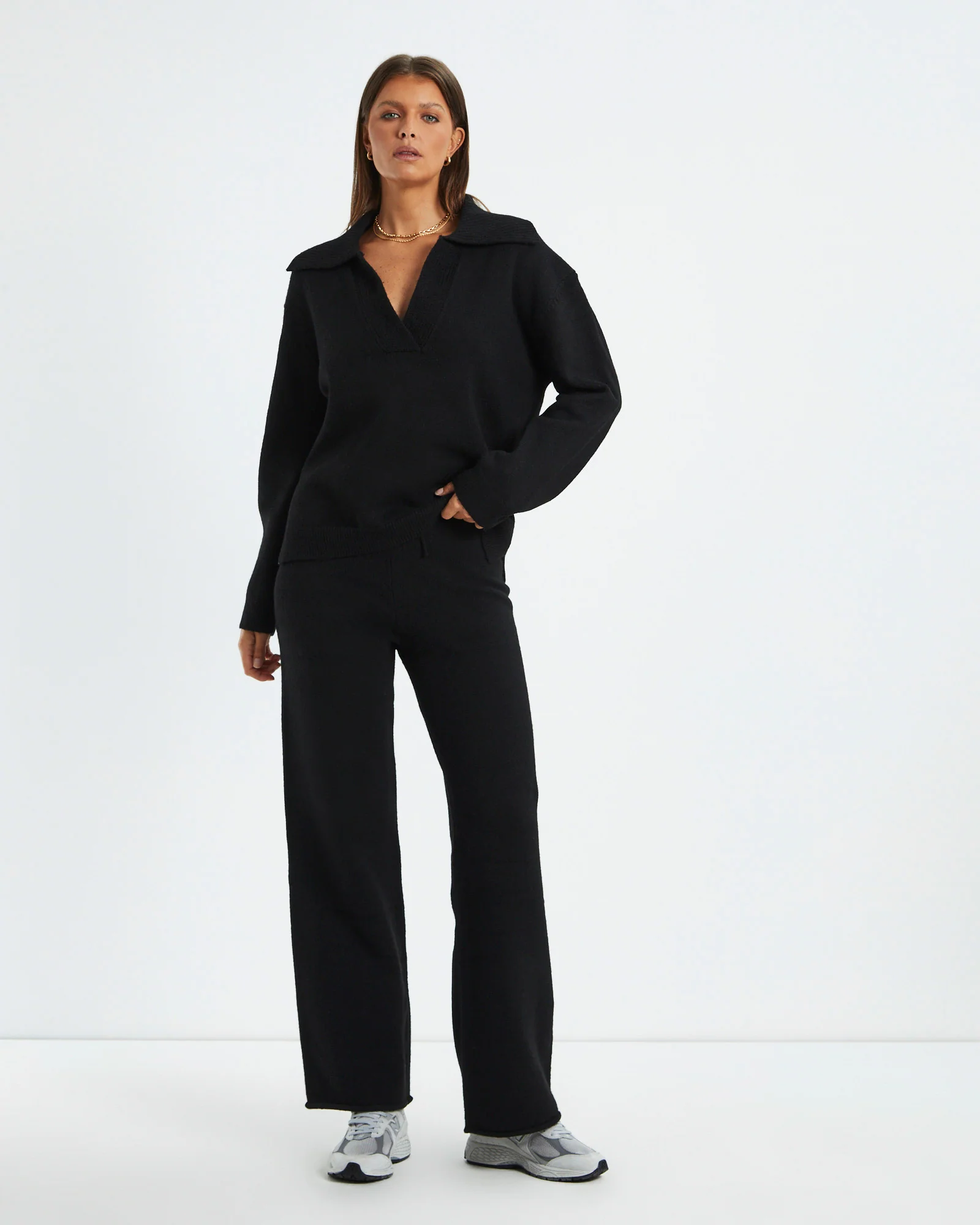 Avari Knit Lounge Polo Black - Image 3