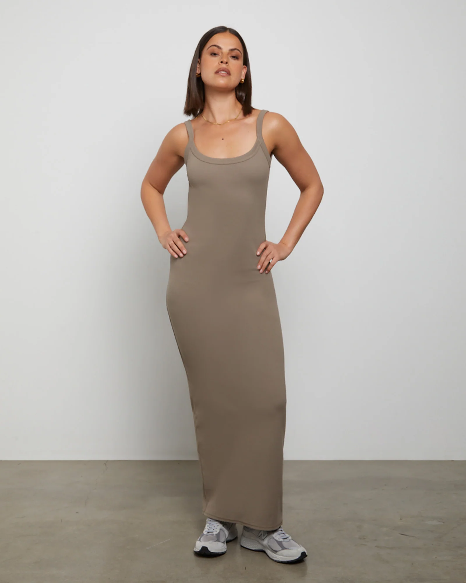 Backless Midi Dress in Brown - Image 3