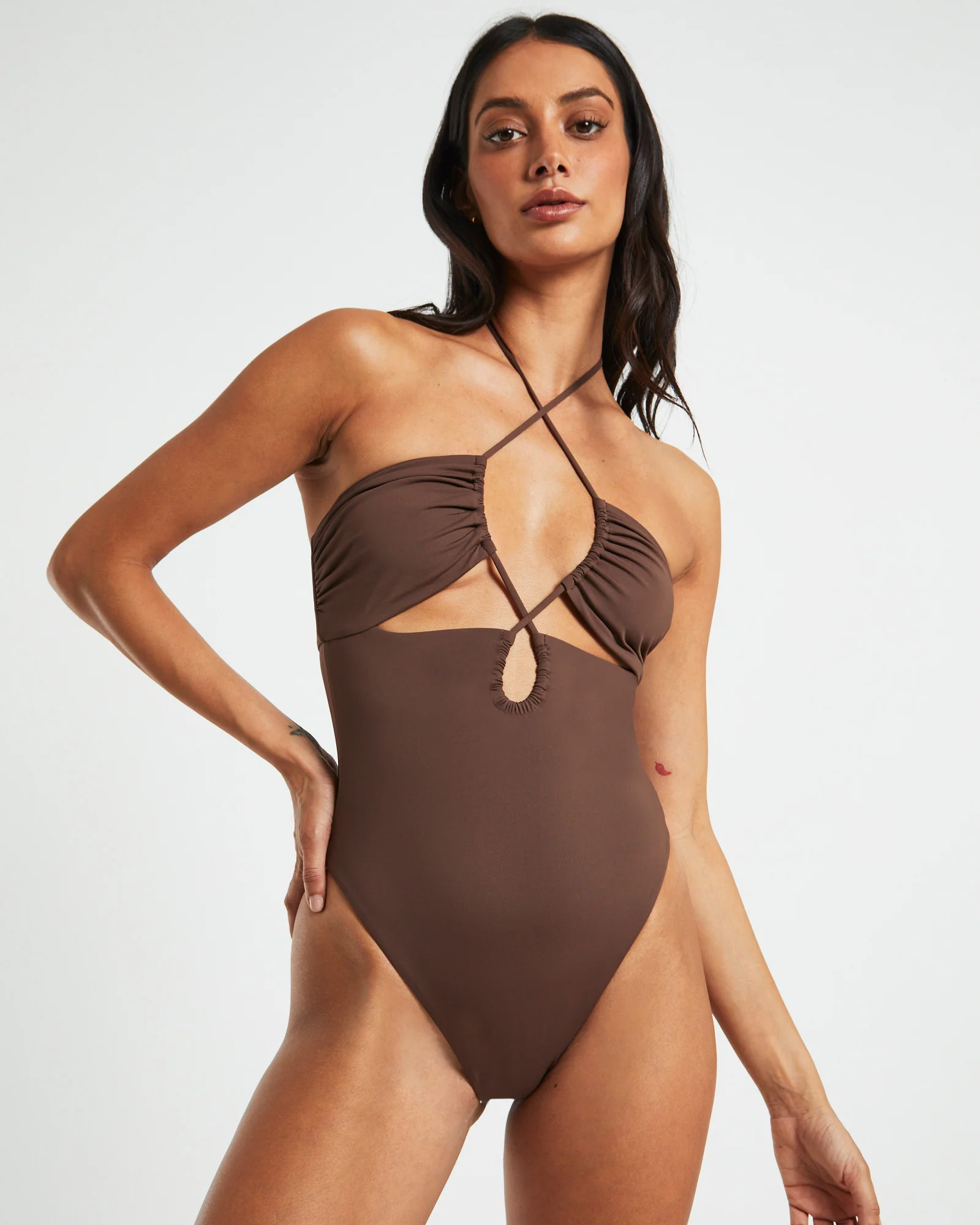 Bandeau One Piece in Coffee Brown