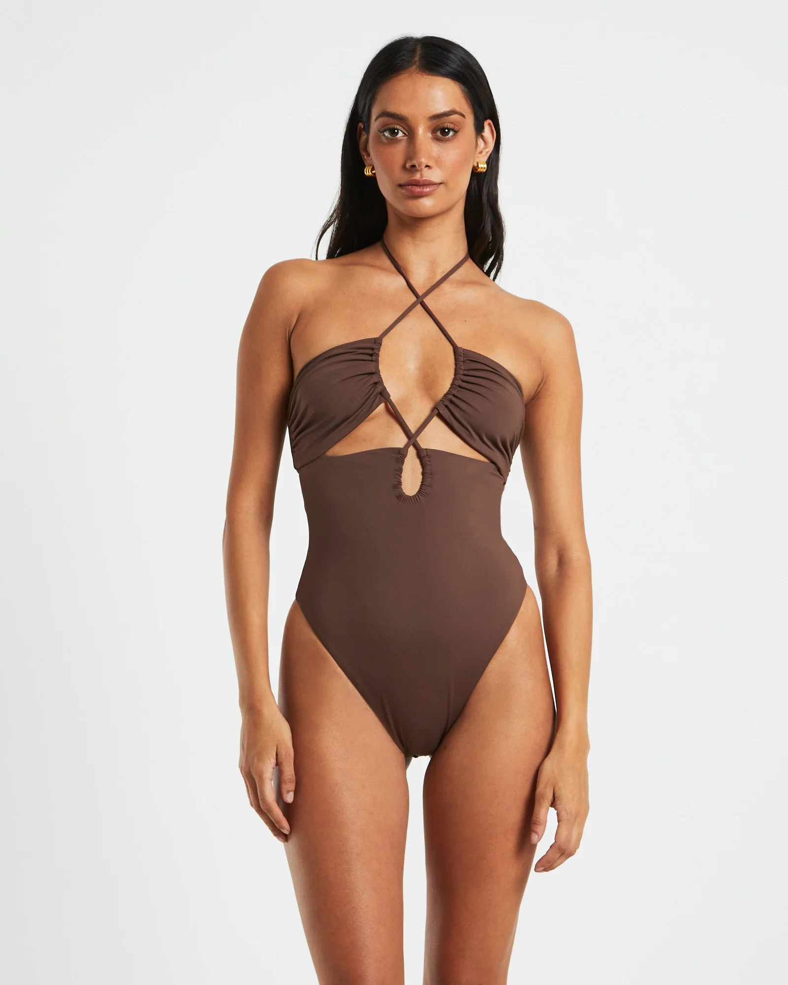 Bandeau One Piece in Coffee Brown - Image 2