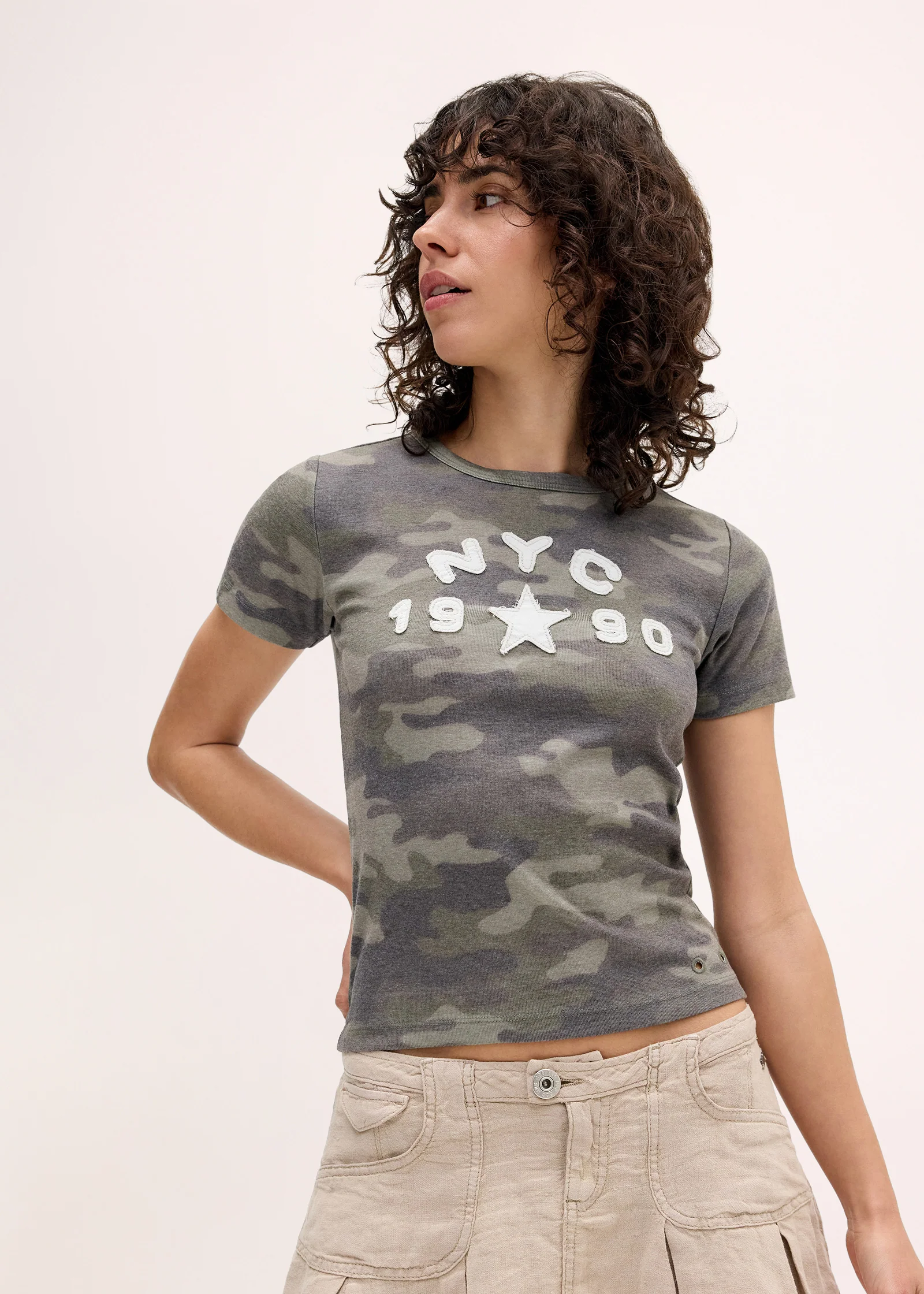 BDG NYC 1990 Graphic Camo Baby Tee