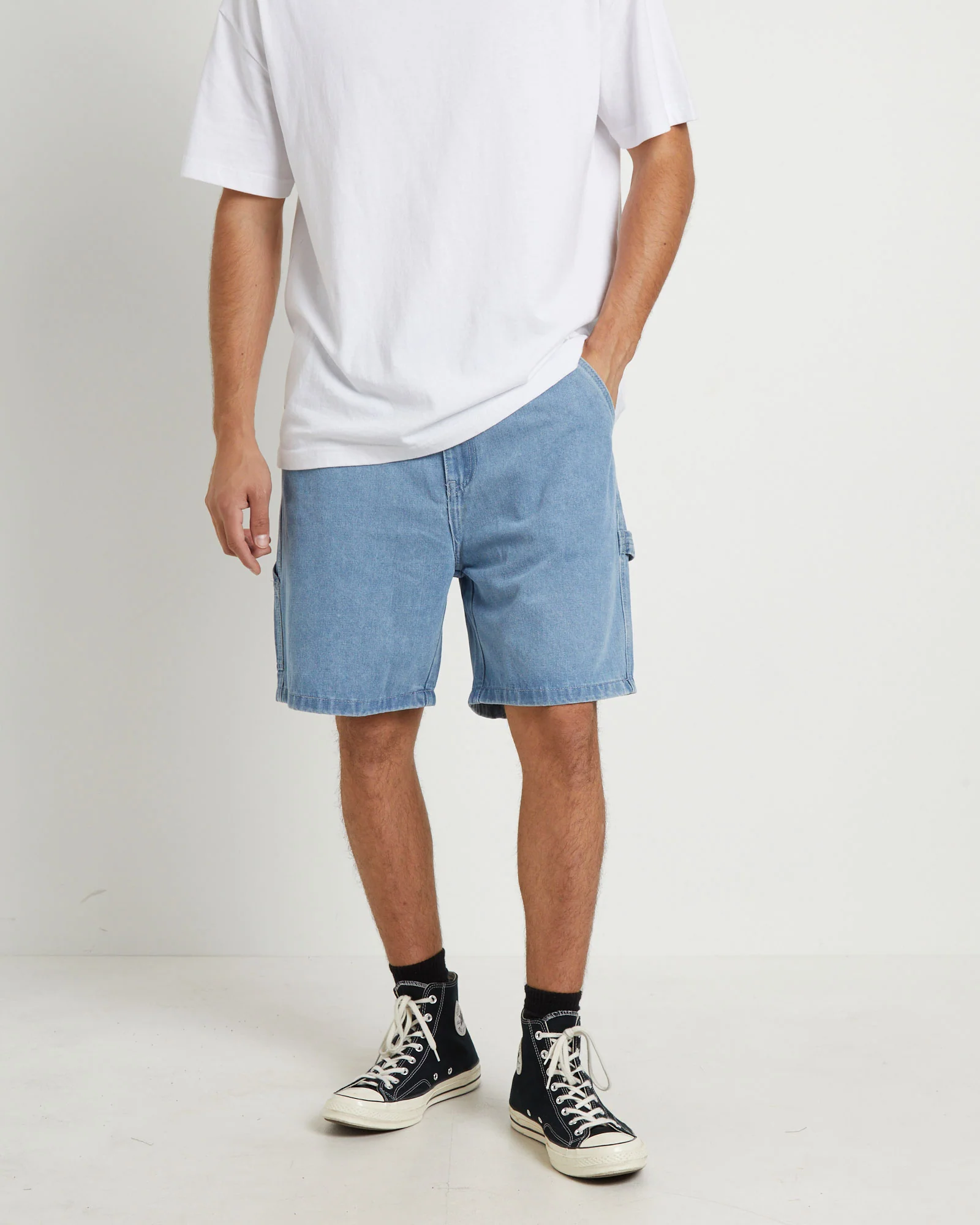 Big Ol Carpenter Denim Shorts in Mid Blue