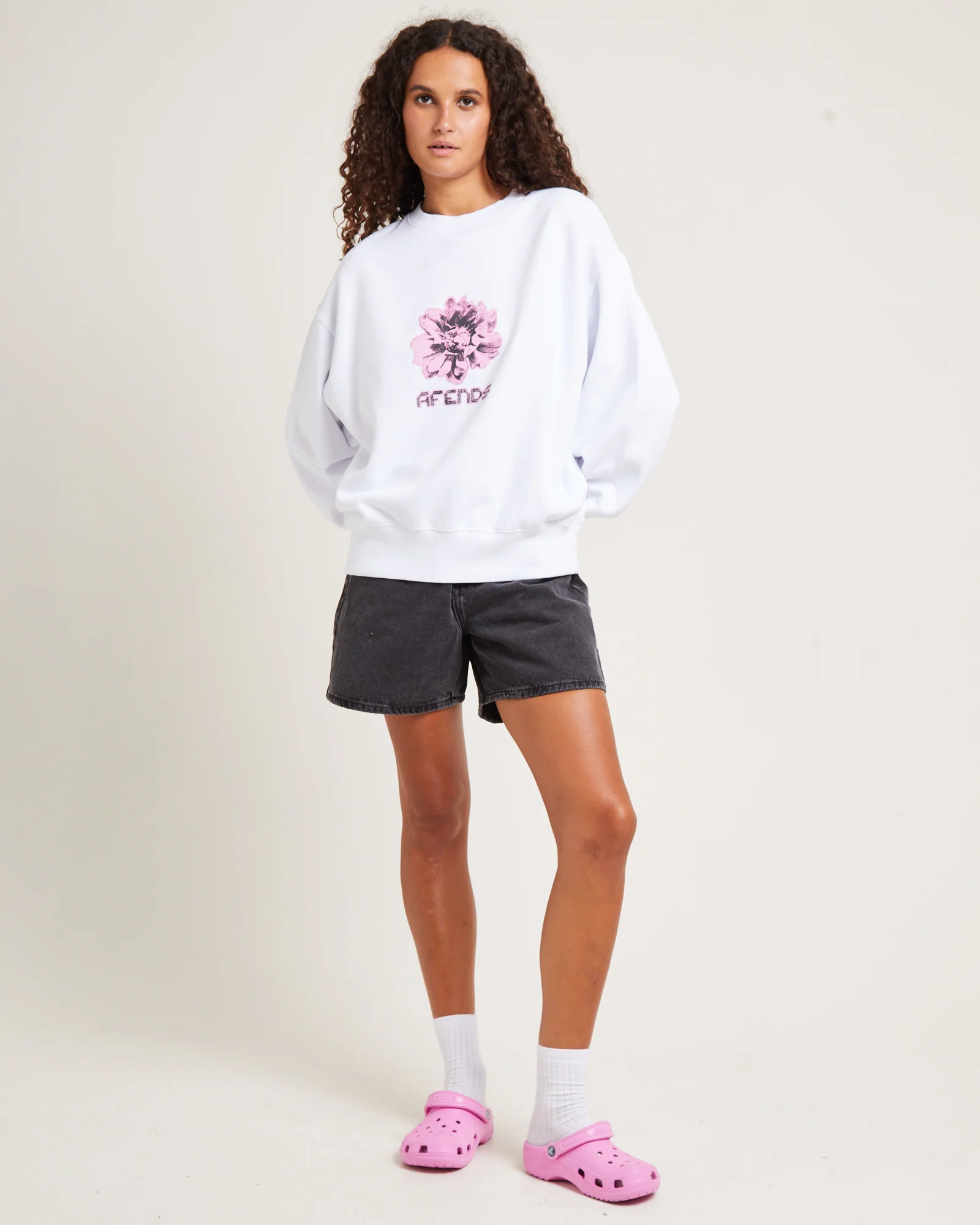 Bloom Recycled Crew Neck Jumper White - Image 3