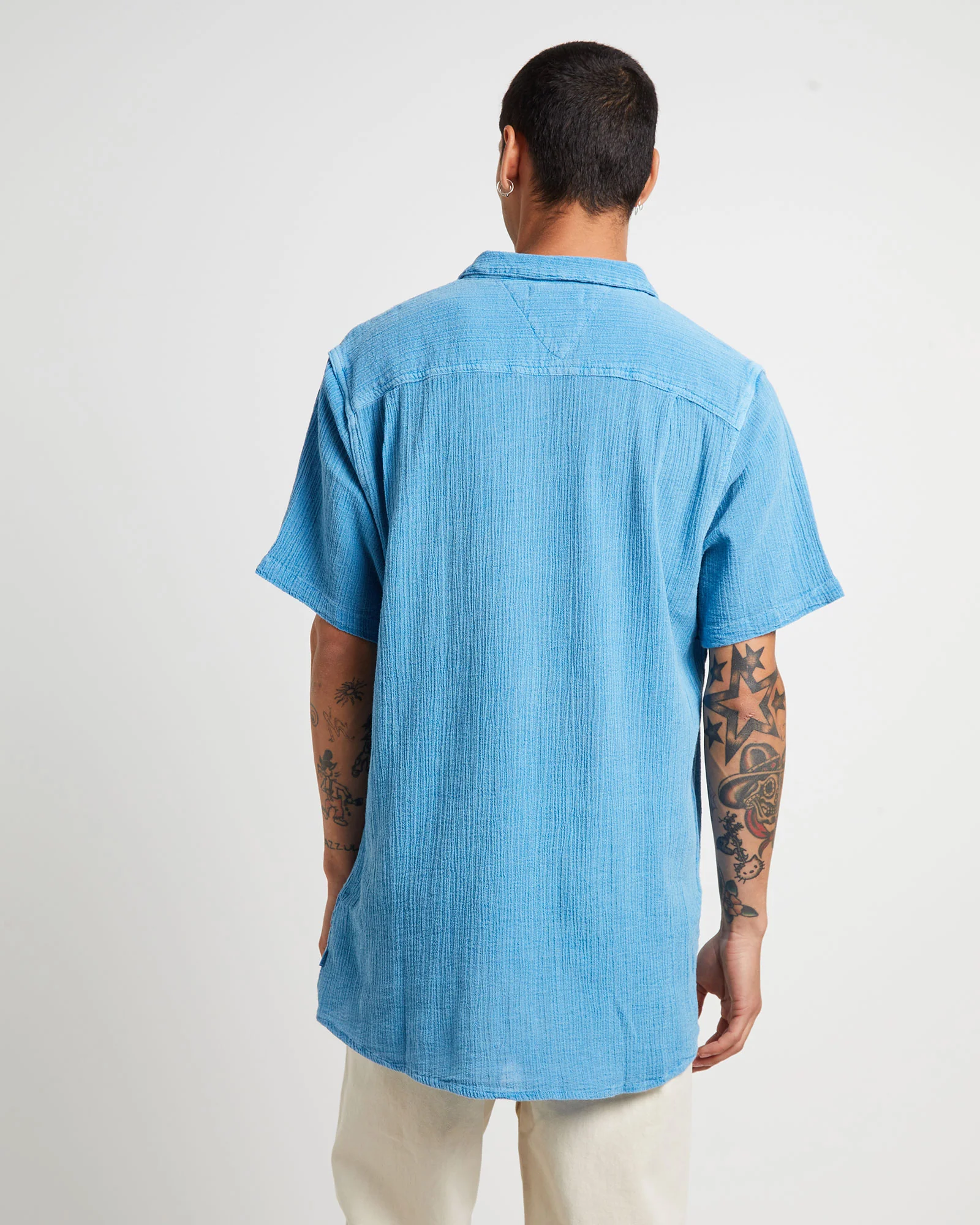 Bon Crepe Short Sleeve Shirt in Blue - Image 2