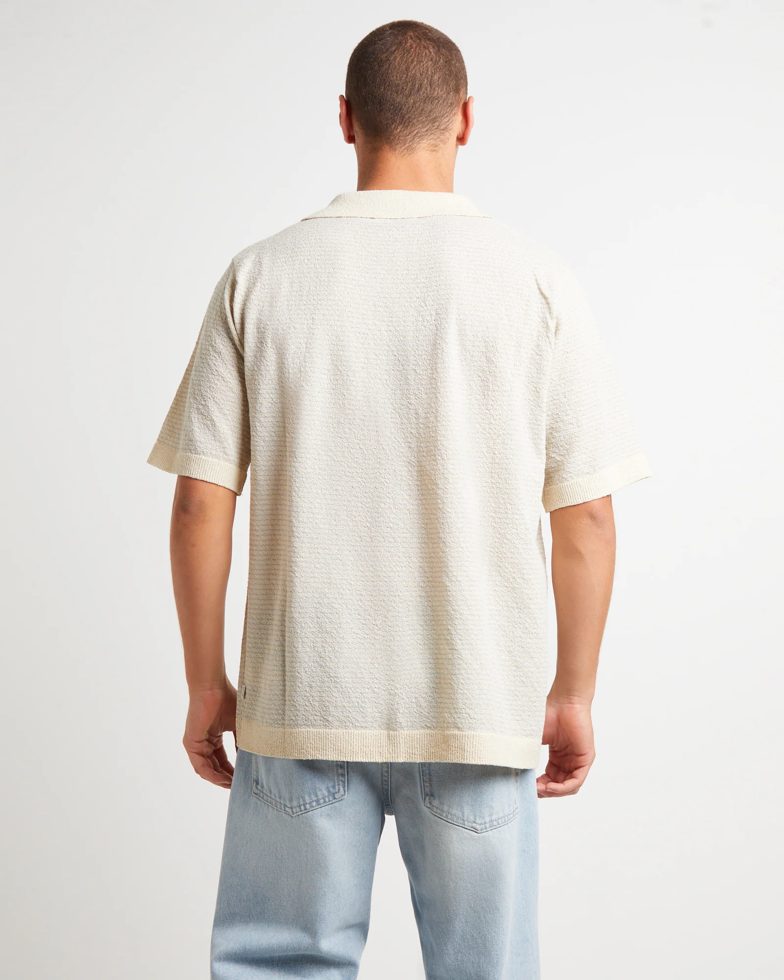 Boucle Bowler Short Sleeve Shirt in Natural - Image 2