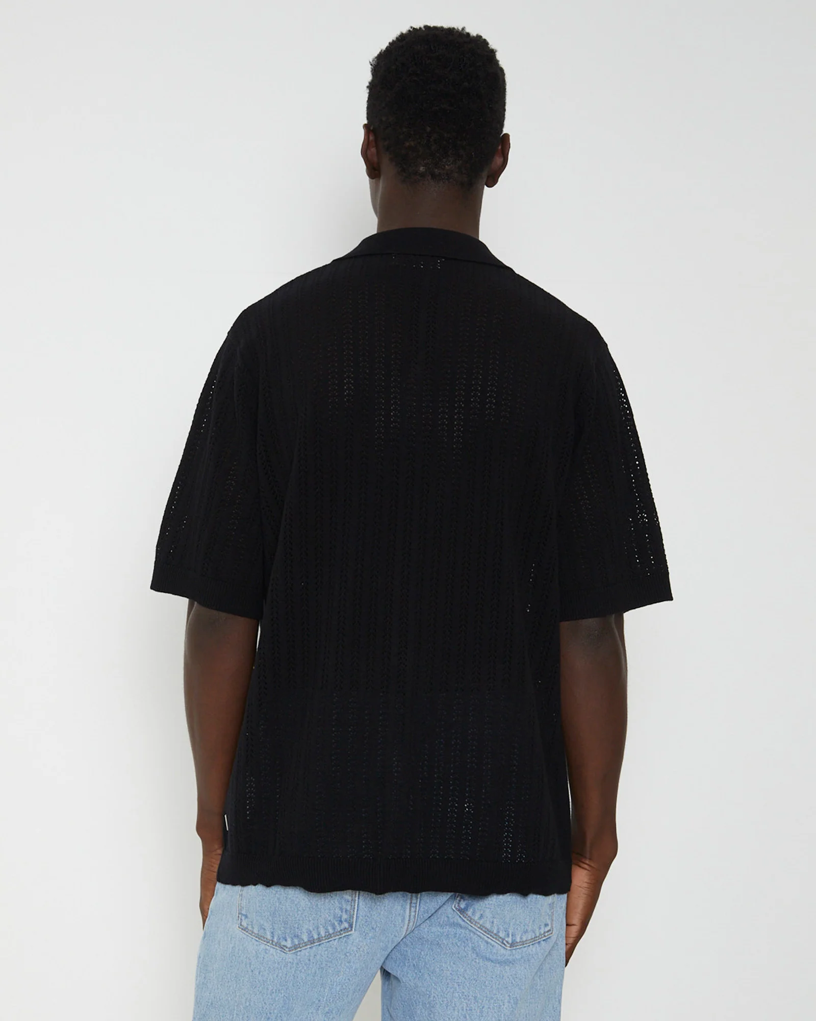 Bowler Knit Short Sleeve Shirt in Black - Image 2