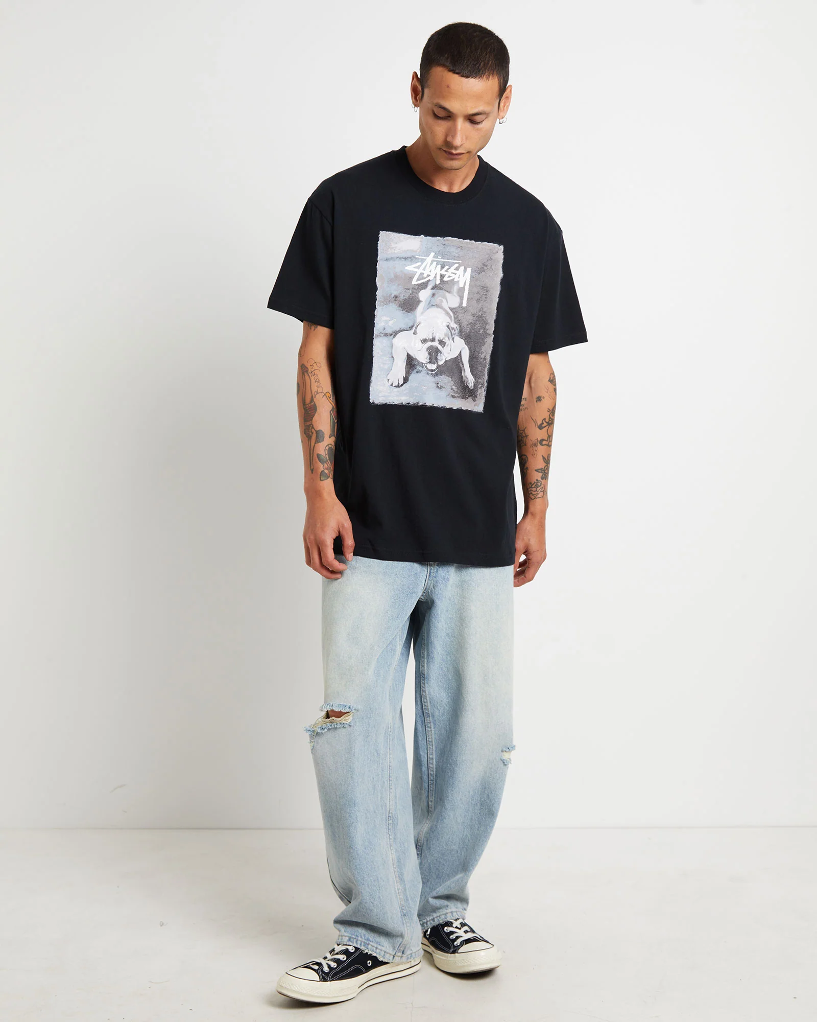 Bulldog Short Sleeve T-Shirt in Black - Image 3