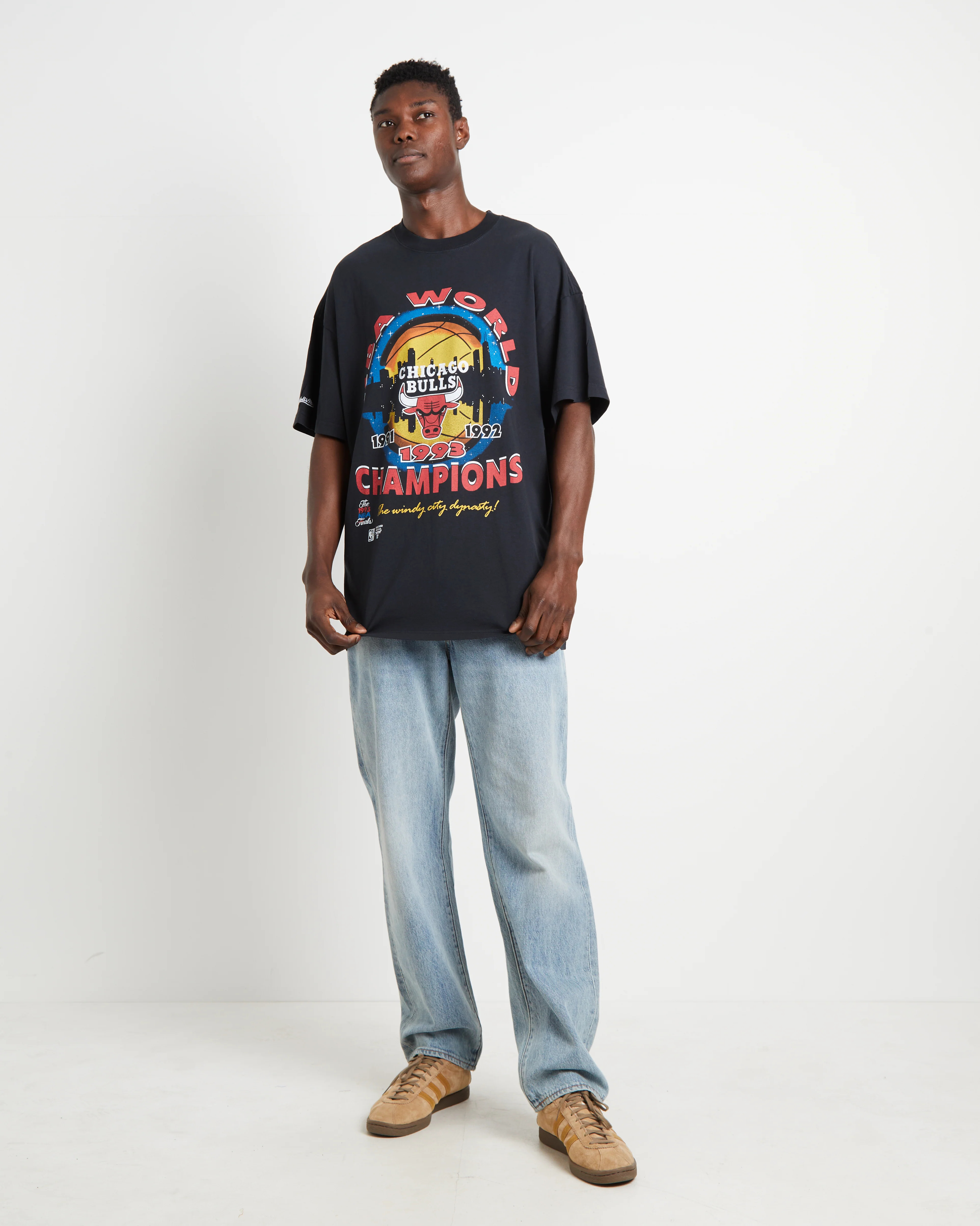 Bulls Finals Champions Short Sleeve T-Shirt in Faded Black - Image 3