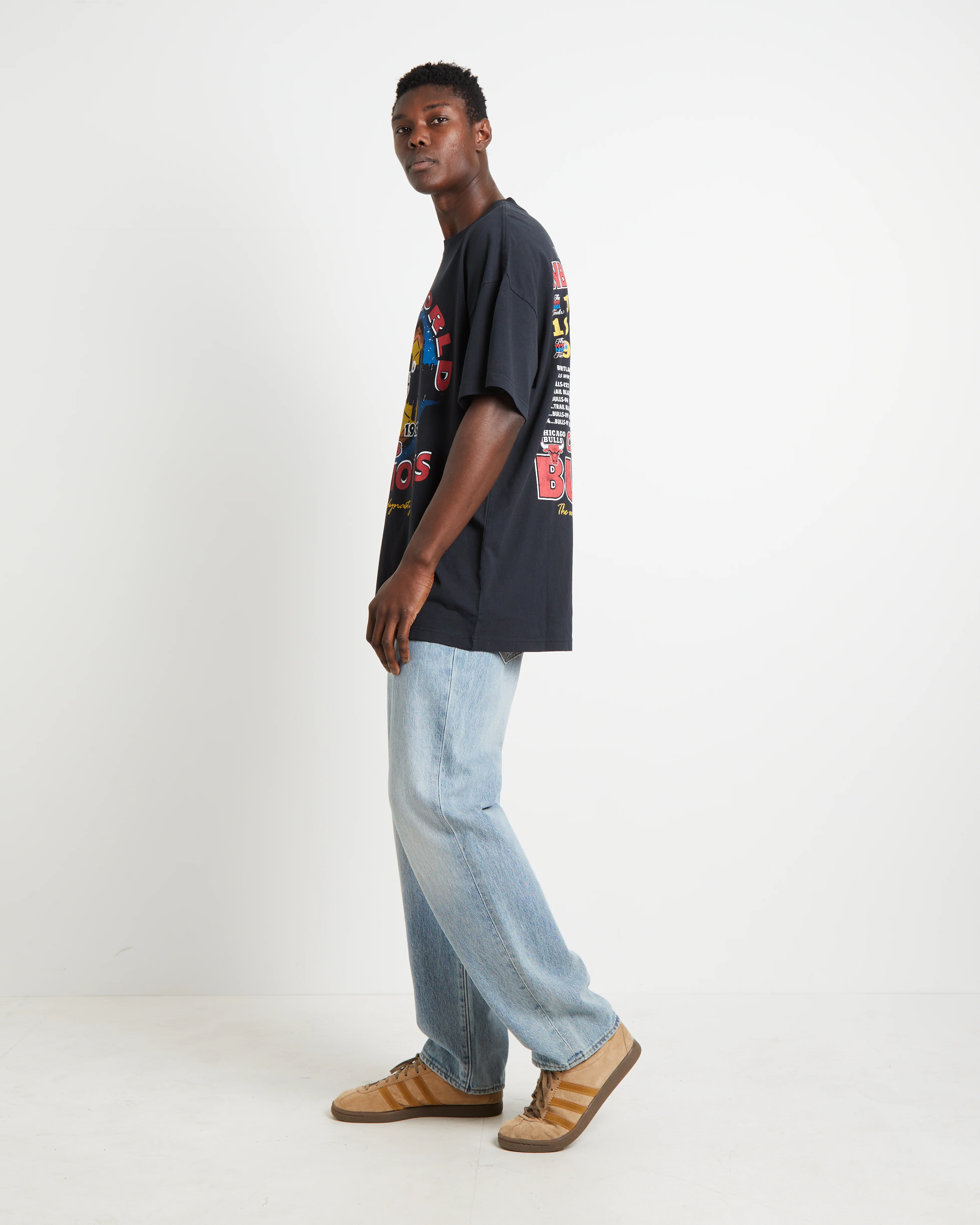 Bulls Finals Champions Short Sleeve T-Shirt in Faded Black - Image 4