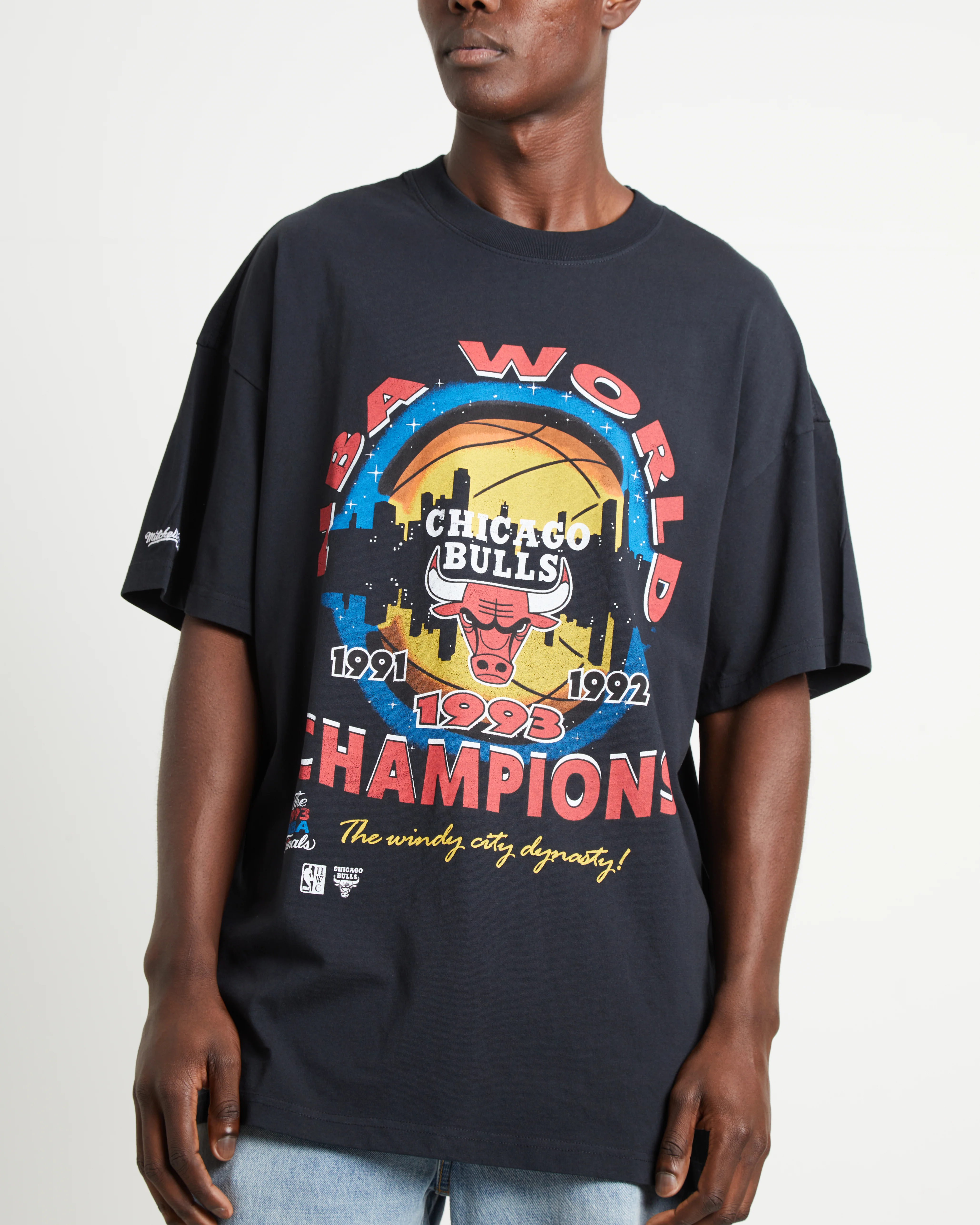 Bulls Finals Champions Short Sleeve T-Shirt in Faded Black - Image 5