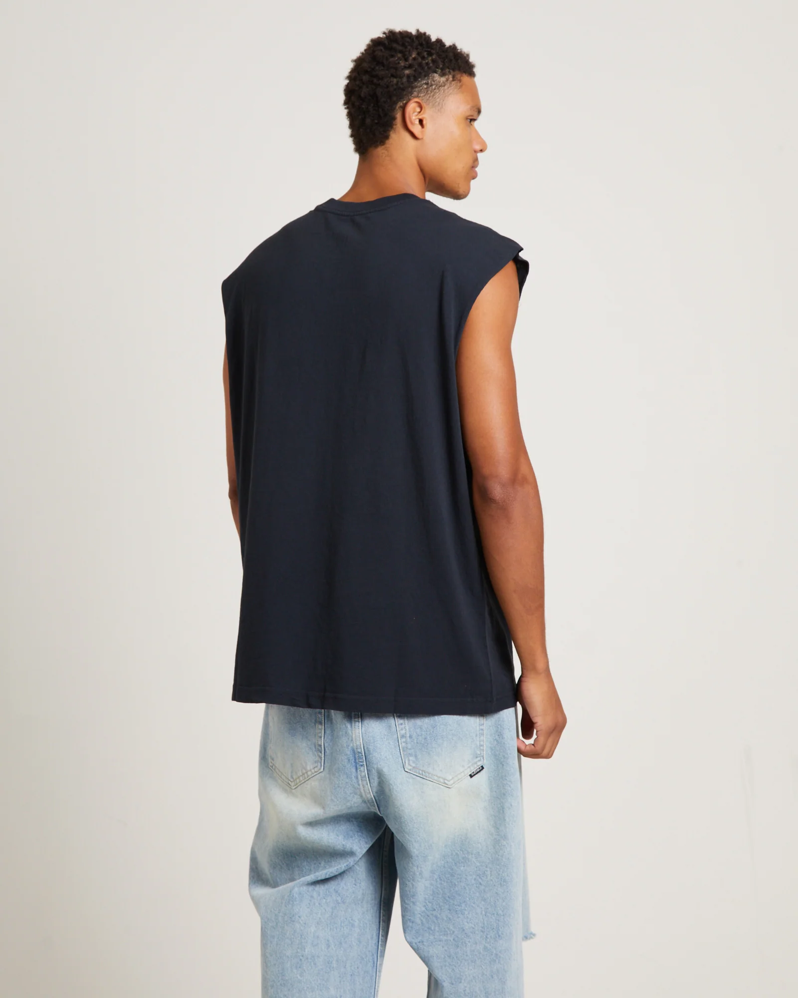 Bulls Muscle Top in Faded Black - Image 2