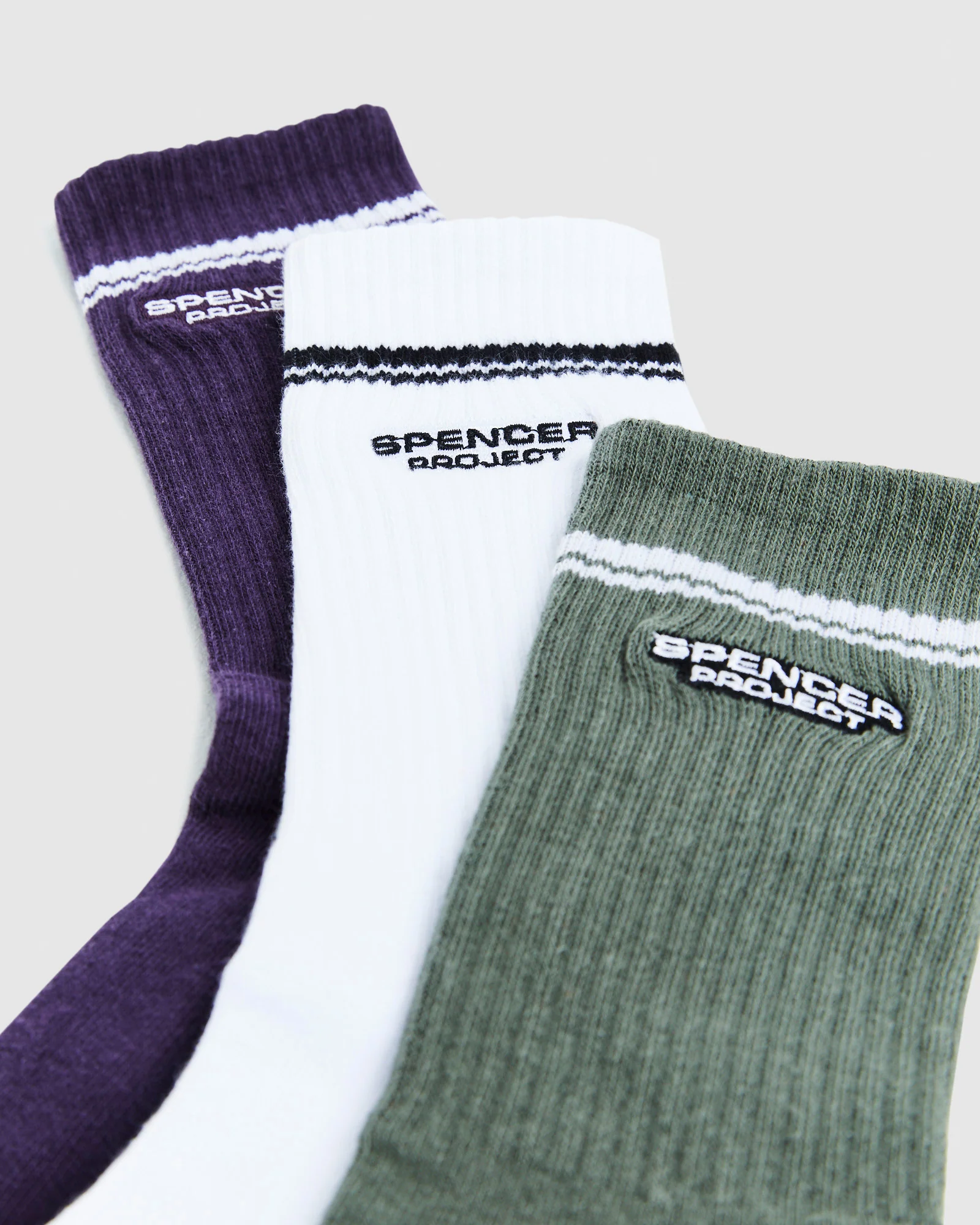 Burnside 3pk Socks White/Green/Purple - Image 2