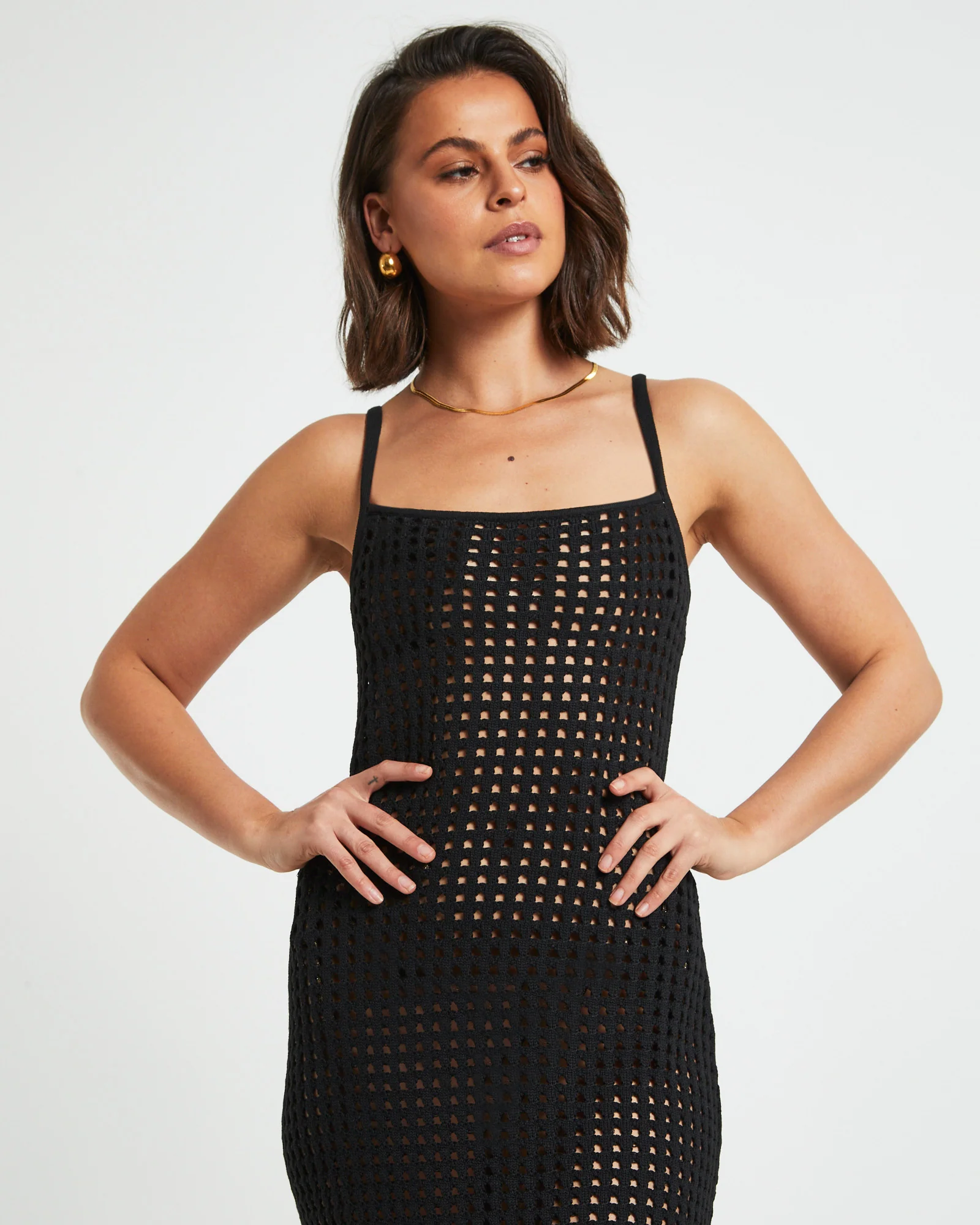 Calypso Crochet Midi Dress in Black - Image 5