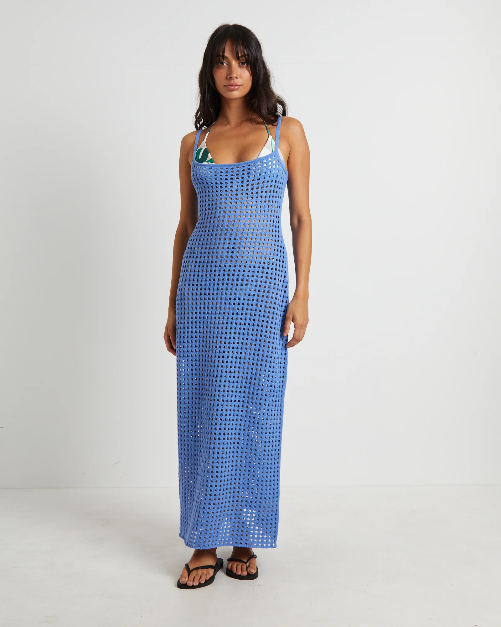Calypso Crochet Midi Dress in Sea Blue - Image 3
