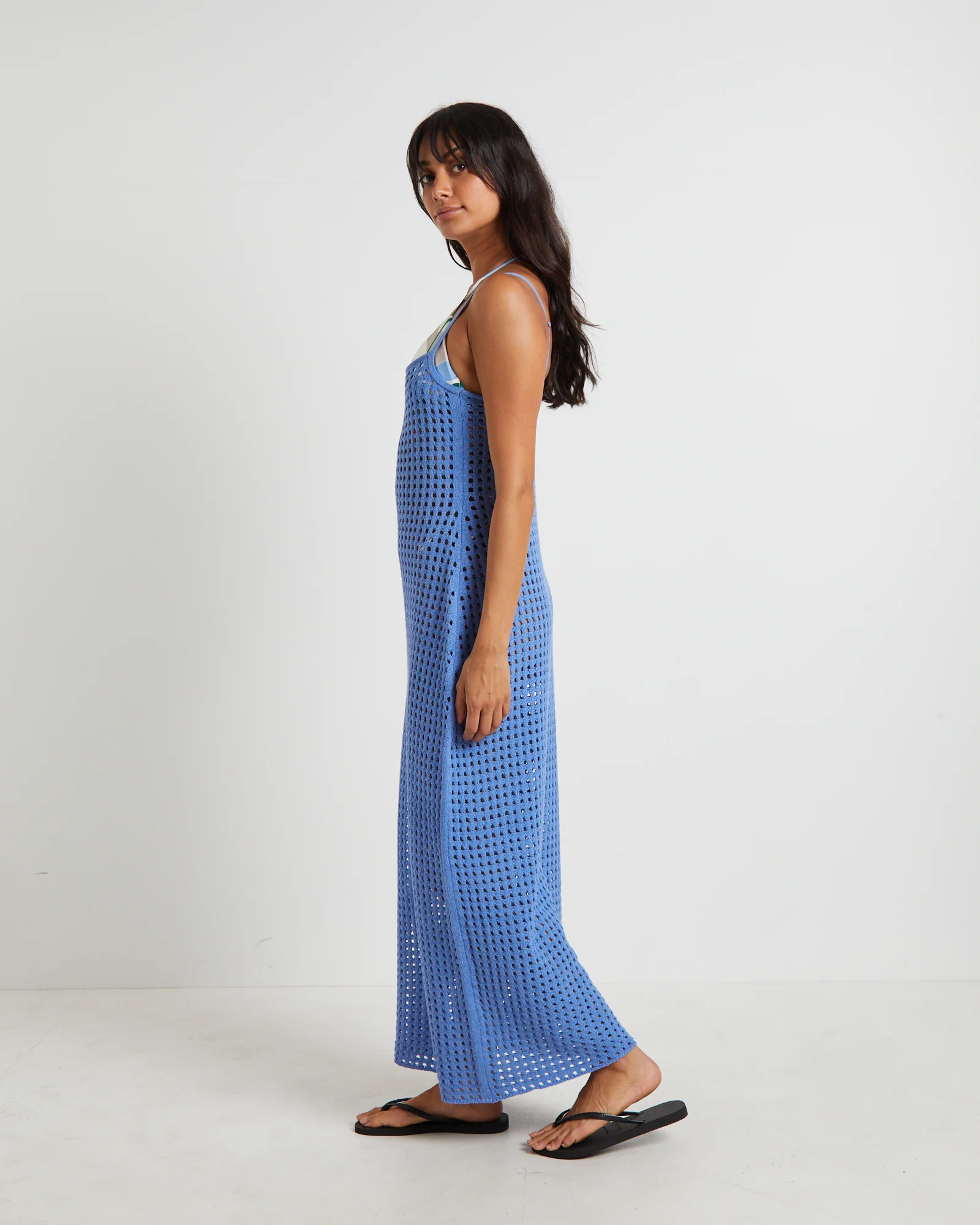 Calypso Crochet Midi Dress in Sea Blue - Image 4