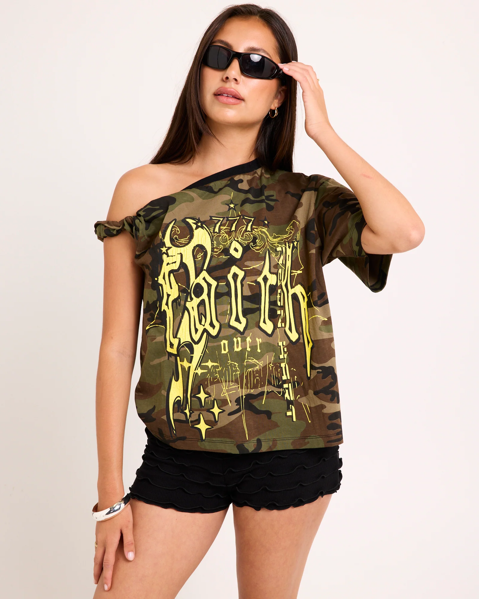 Camo One Shoulder Tee - Image 4