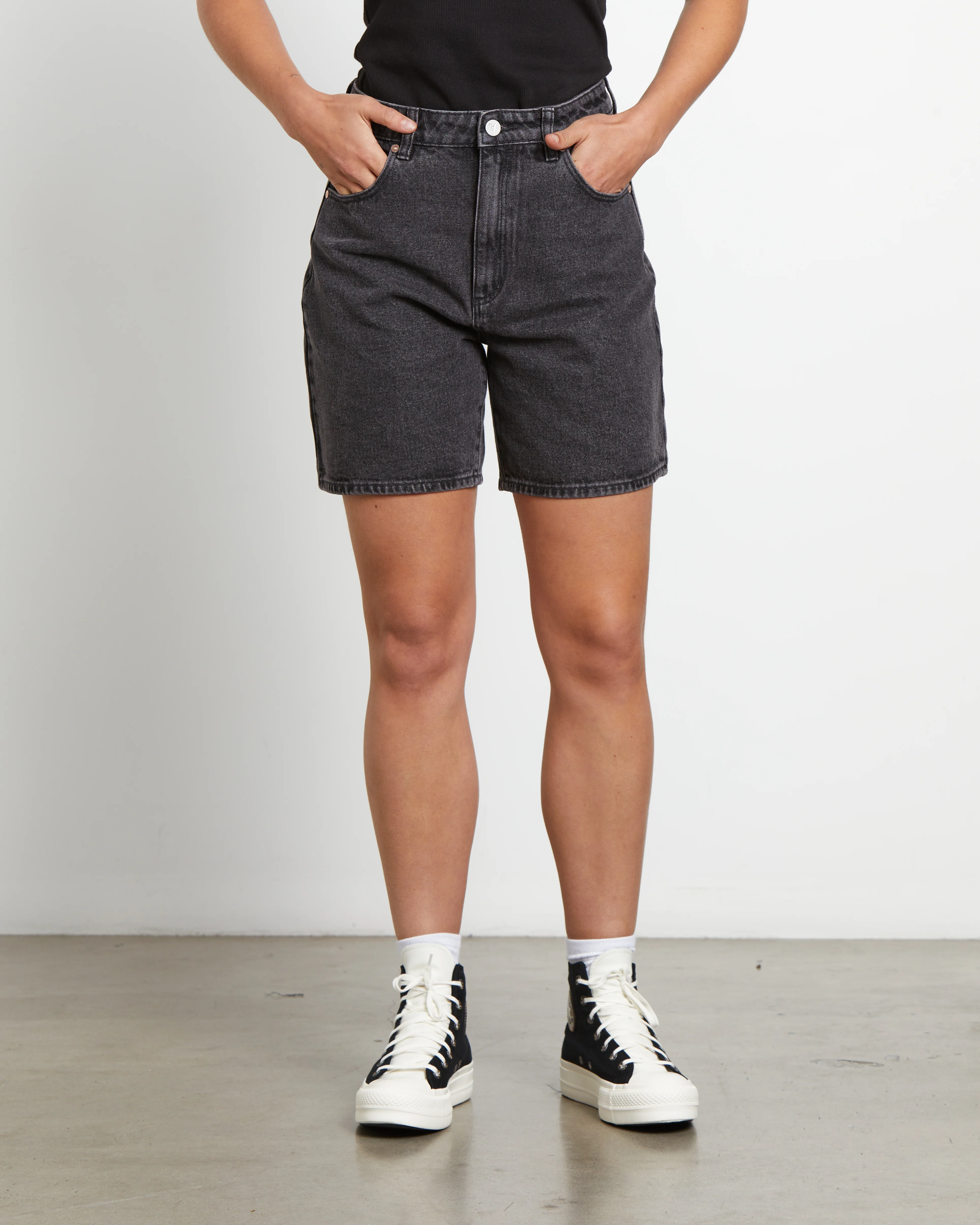 Carrie Denim Shorts in Piper Black - Image 3
