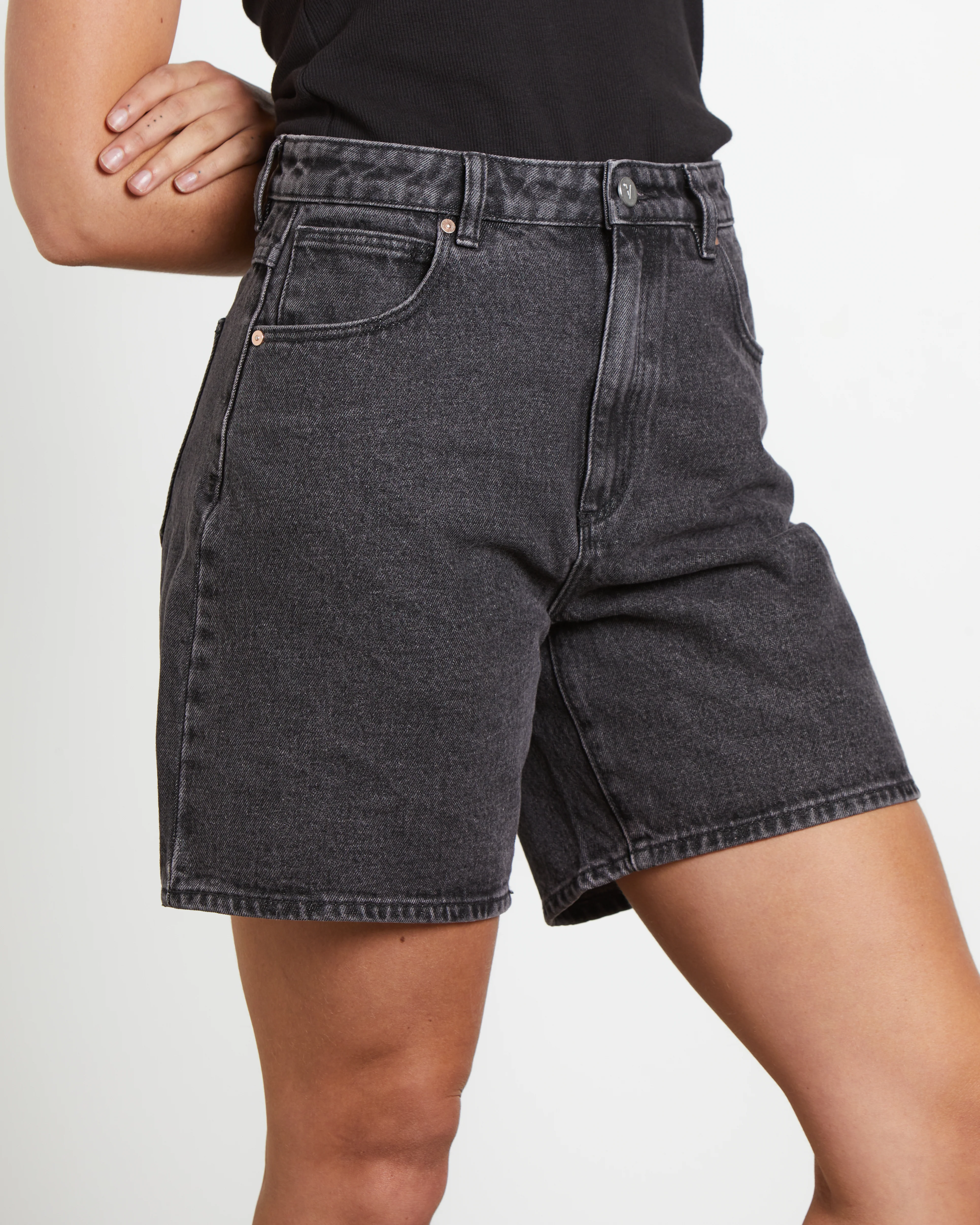 Carrie Denim Shorts in Piper Black - Image 5