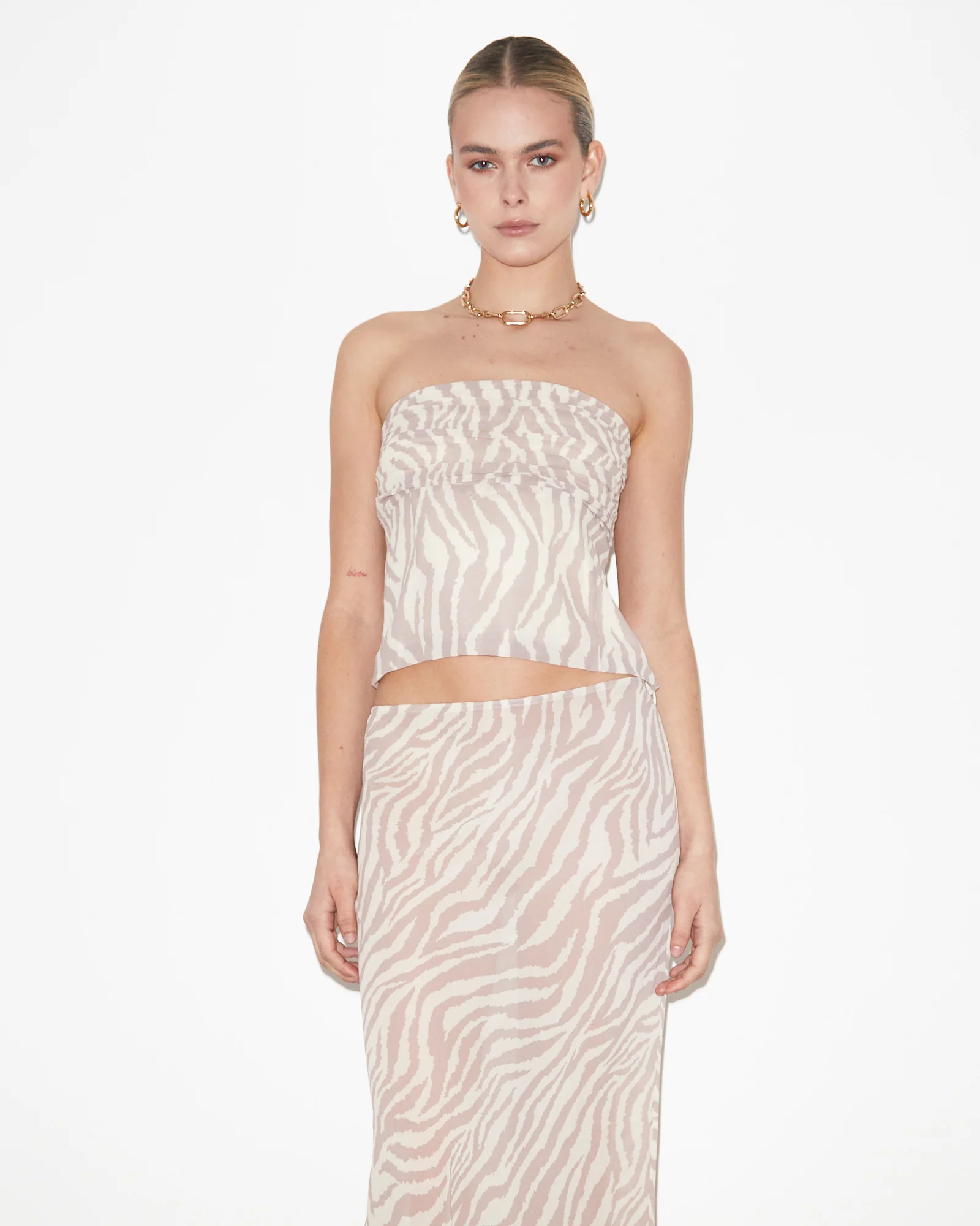 Cassie Ruched Corset Top in Beige